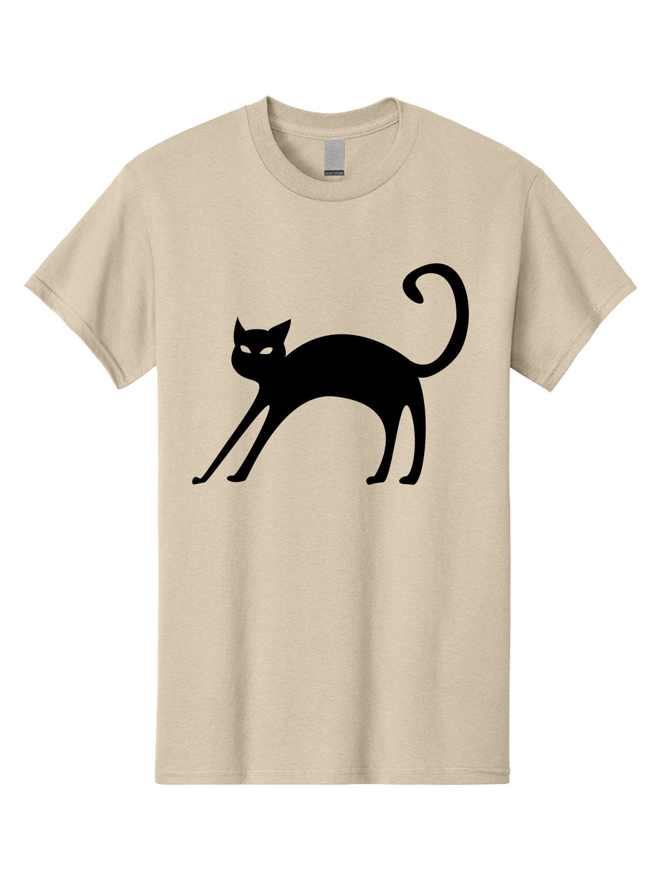 Black-Cat-Silhouette Men'S Graphic Tee, 100% Cotton, Comfortable Casual Summer Wear, Machine Washable, Black Cat Silhouette, Mysterious Eyes, Glowing Green Eyes, Feline Figure, Spooky Atmosphere, Halloween Icon, Cat Illustration, Aab204 9
