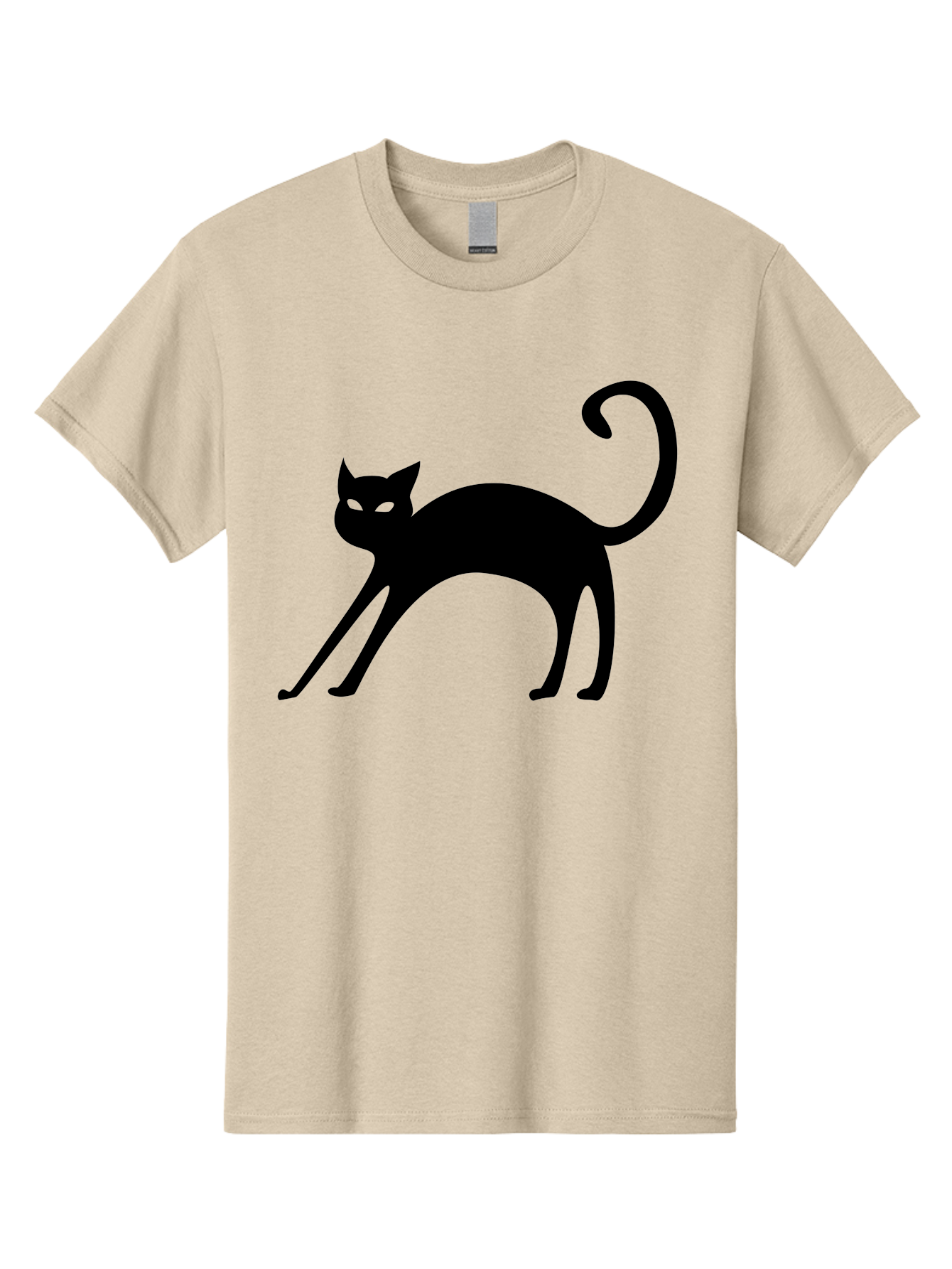 Black-Cat-Silhouette Men'S Graphic Tee, 100% Cotton, Comfortable Casual Summer Wear, Machine Washable, Black Cat Silhouette, Mysterious Eyes, Glowing Green Eyes, Feline Figure, Spooky Atmosphere, Halloween Icon, Cat Illustration, Aab204 19