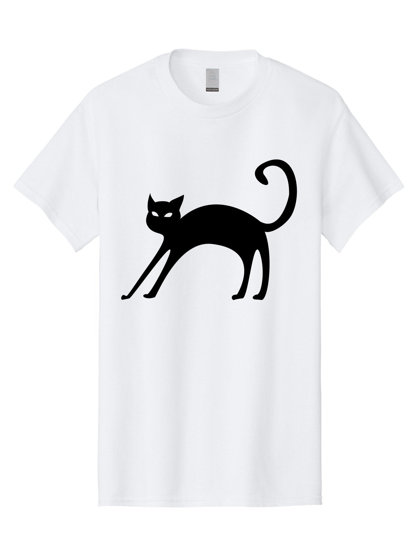Black-Cat-Silhouette Men'S Graphic Tee, 100% Cotton, Comfortable Casual Summer Wear, Machine Washable, Black Cat Silhouette, Mysterious Eyes, Glowing Green Eyes, Feline Figure, Spooky Atmosphere, Halloween Icon, Cat Illustration, Aab204 11