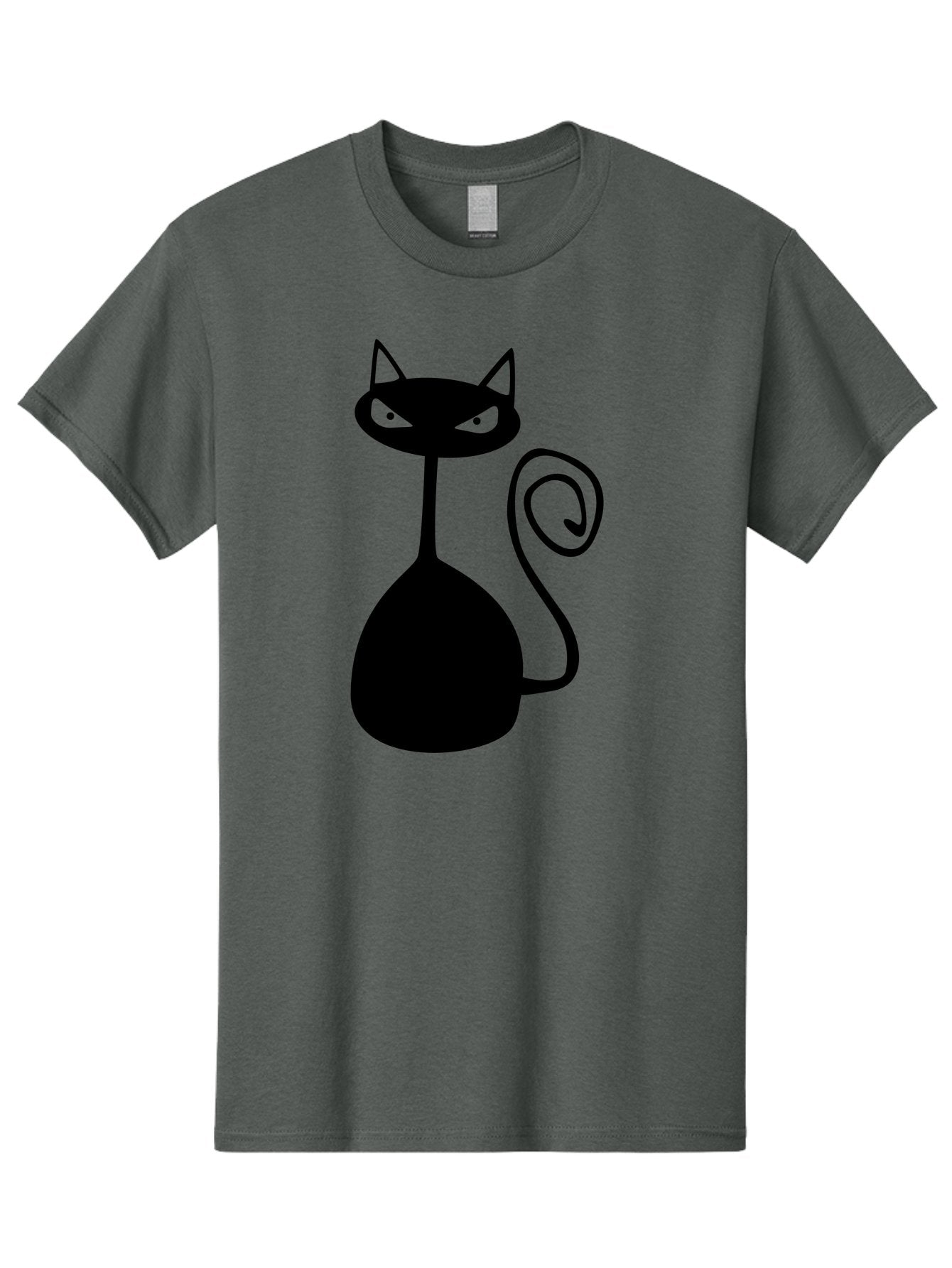 Black-Cat Men'S Graphic Tee, 100% Cotton, Comfortable Casual Summer Wear, Machine Washable, Black Cat Silhouette, Evil Cat, Green Eyes, Cartoon Style, Minimalist Design, Simple Shapes, Whimsical Art, Feline Illustration, Spooky Cat, Aab205 8