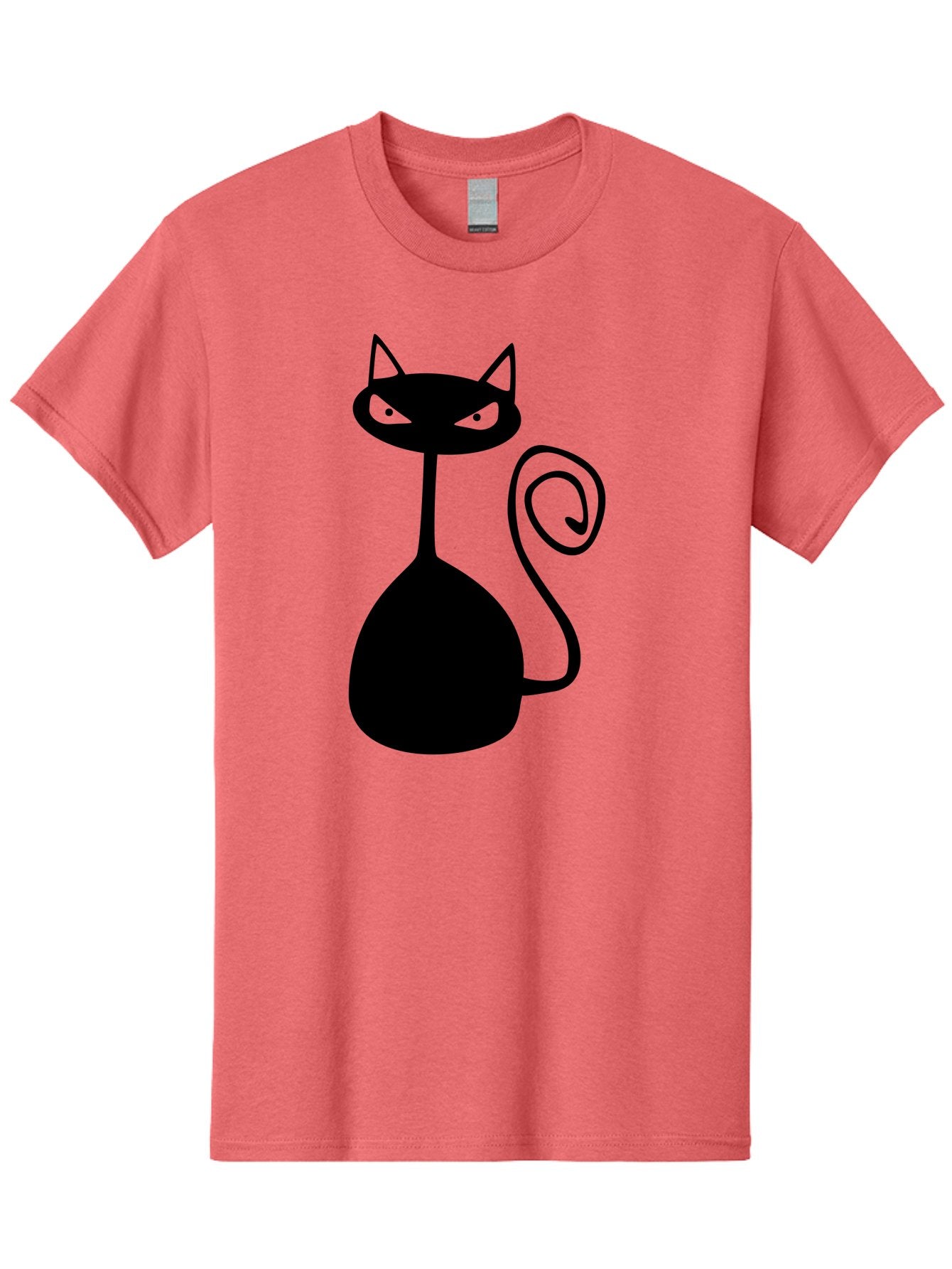 Black-Cat Men'S Graphic Tee, 100% Cotton, Comfortable Casual Summer Wear, Machine Washable, Black Cat Silhouette, Evil Cat, Green Eyes, Cartoon Style, Minimalist Design, Simple Shapes, Whimsical Art, Feline Illustration, Spooky Cat, Aab205 12