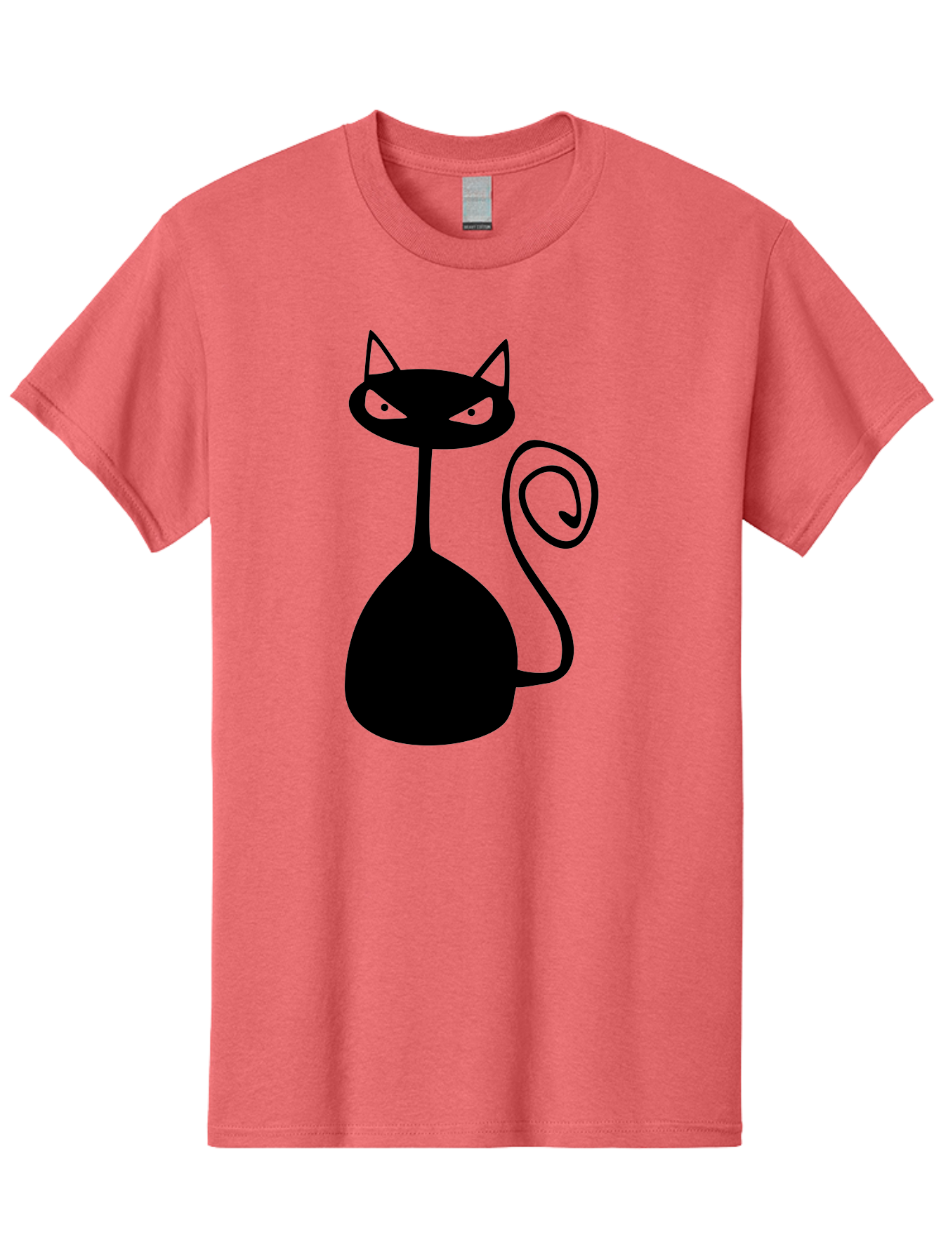 Black-Cat Men'S Graphic Tee, 100% Cotton, Comfortable Casual Summer Wear, Machine Washable, Black Cat Silhouette, Evil Cat, Green Eyes, Cartoon Style, Minimalist Design, Simple Shapes, Whimsical Art, Feline Illustration, Spooky Cat, Aab205 5