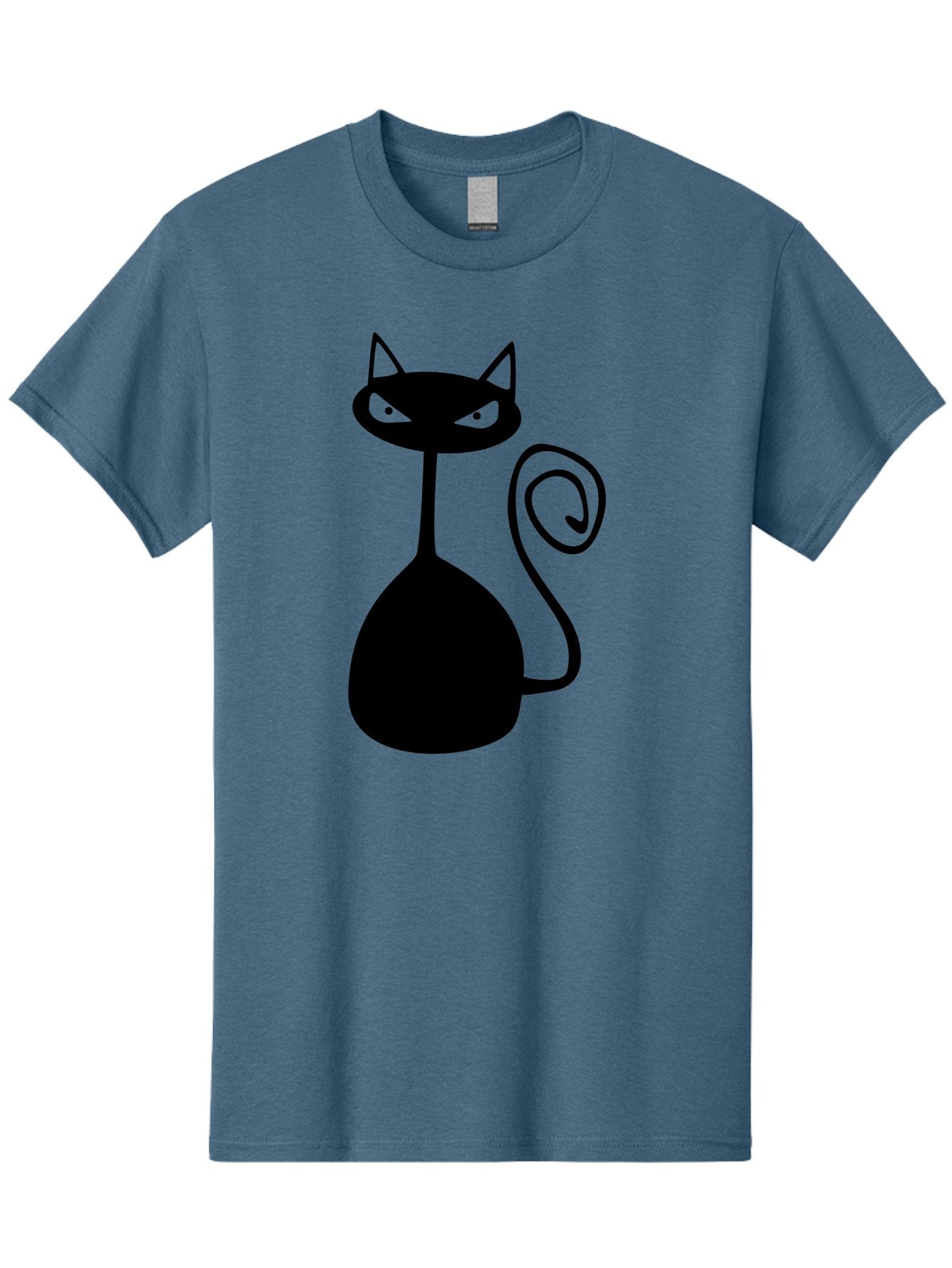 Black-Cat Men'S Graphic Tee, 100% Cotton, Comfortable Casual Summer Wear, Machine Washable, Black Cat Silhouette, Evil Cat, Green Eyes, Cartoon Style, Minimalist Design, Simple Shapes, Whimsical Art, Feline Illustration, Spooky Cat, Aab205 15