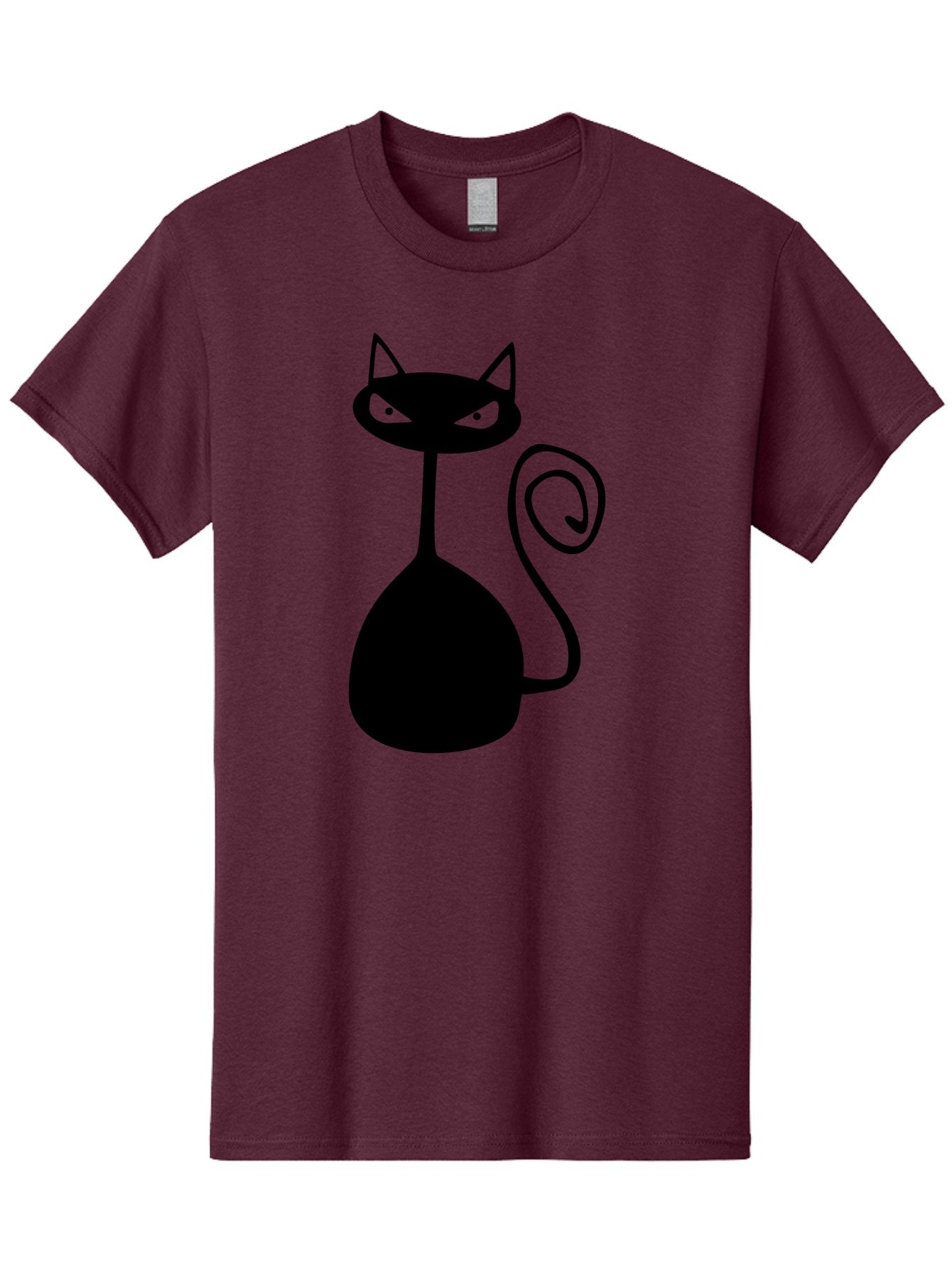 Black-Cat Men'S Graphic Tee, 100% Cotton, Comfortable Casual Summer Wear, Machine Washable, Black Cat Silhouette, Evil Cat, Green Eyes, Cartoon Style, Minimalist Design, Simple Shapes, Whimsical Art, Feline Illustration, Spooky Cat, Aab205 5