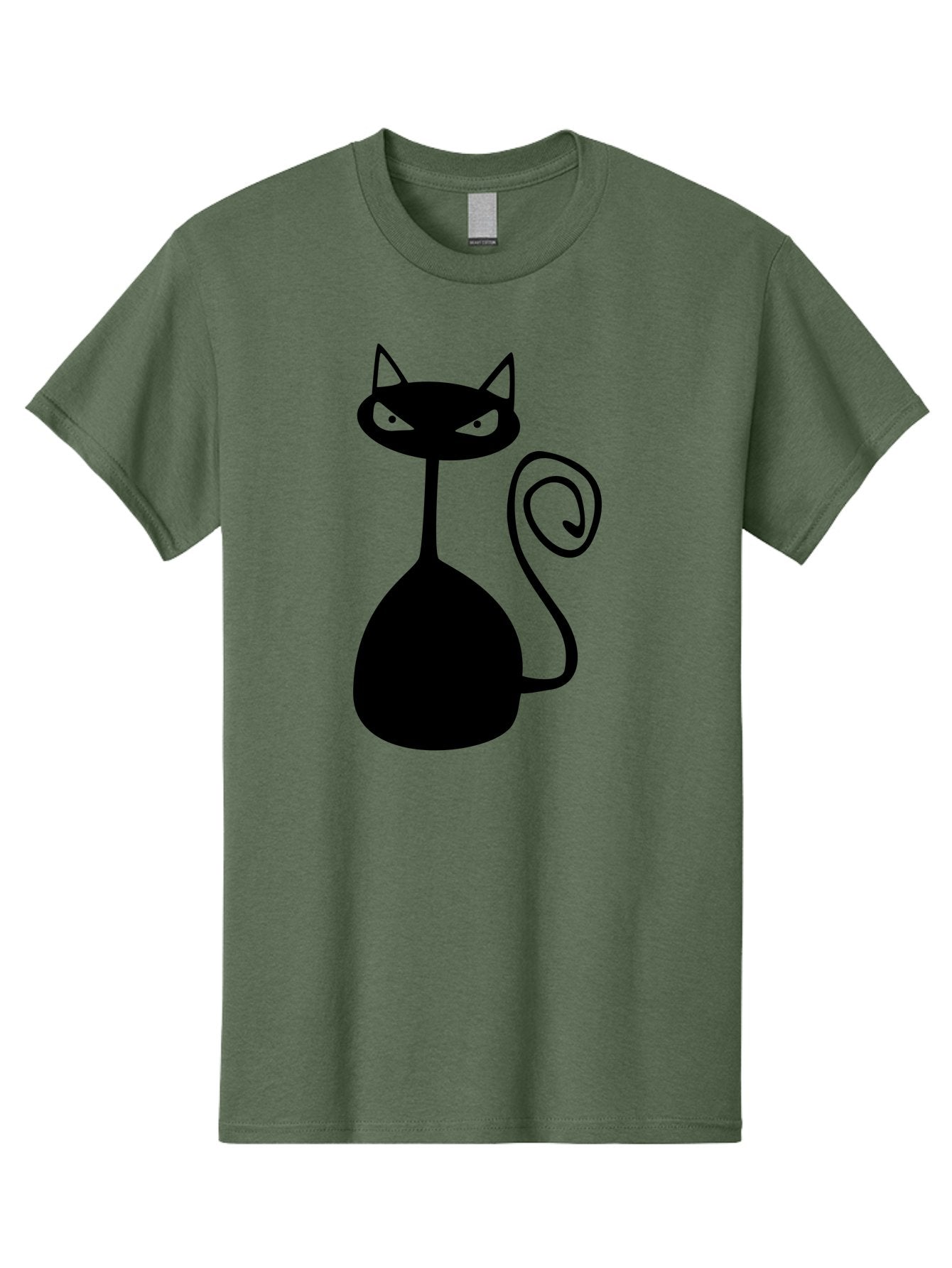 Black-Cat Men'S Graphic Tee, 100% Cotton, Comfortable Casual Summer Wear, Machine Washable, Black Cat Silhouette, Evil Cat, Green Eyes, Cartoon Style, Minimalist Design, Simple Shapes, Whimsical Art, Feline Illustration, Spooky Cat, Aab205 9