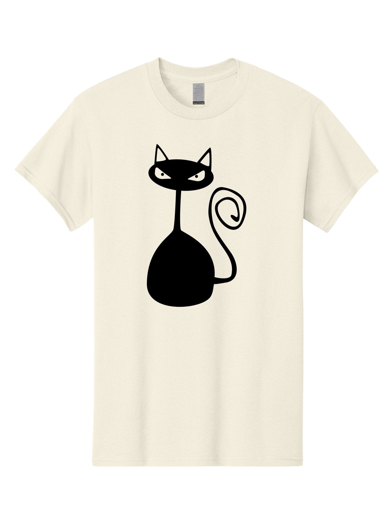 Black-Cat Men'S Graphic Tee, 100% Cotton, Comfortable Casual Summer Wear, Machine Washable, Black Cat Silhouette, Evil Cat, Green Eyes, Cartoon Style, Minimalist Design, Simple Shapes, Whimsical Art, Feline Illustration, Spooky Cat, Aab205