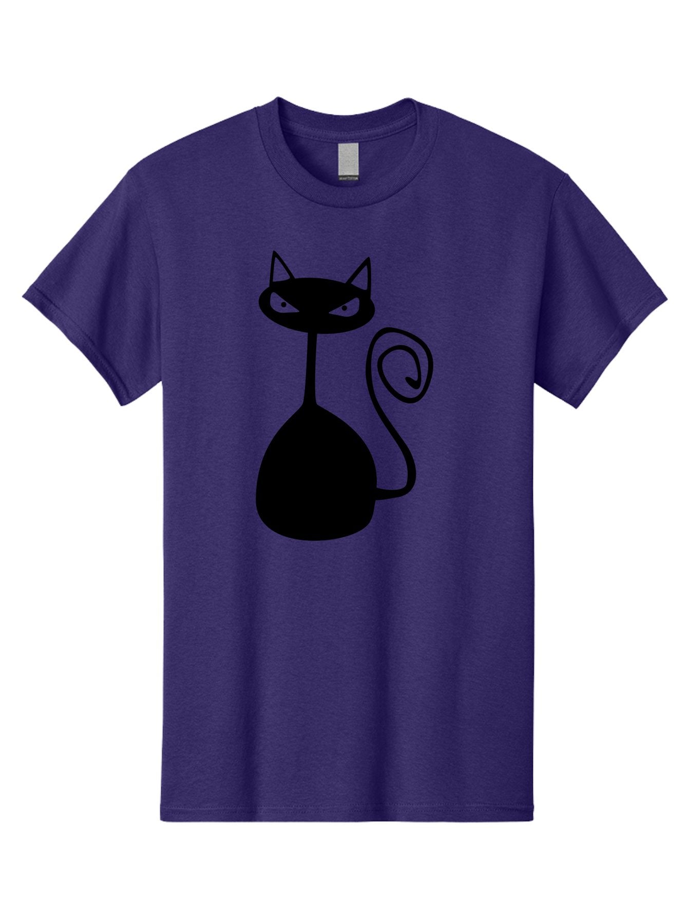 Black-Cat Men'S Graphic Tee, 100% Cotton, Comfortable Casual Summer Wear, Machine Washable, Black Cat Silhouette, Evil Cat, Green Eyes, Cartoon Style, Minimalist Design, Simple Shapes, Whimsical Art, Feline Illustration, Spooky Cat, Aab205 13
