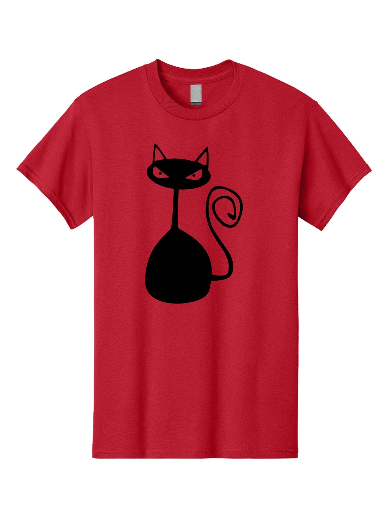Black-Cat Men'S Graphic Tee, 100% Cotton, Comfortable Casual Summer Wear, Machine Washable, Black Cat Silhouette, Evil Cat, Green Eyes, Cartoon Style, Minimalist Design, Simple Shapes, Whimsical Art, Feline Illustration, Spooky Cat, Aab205 6