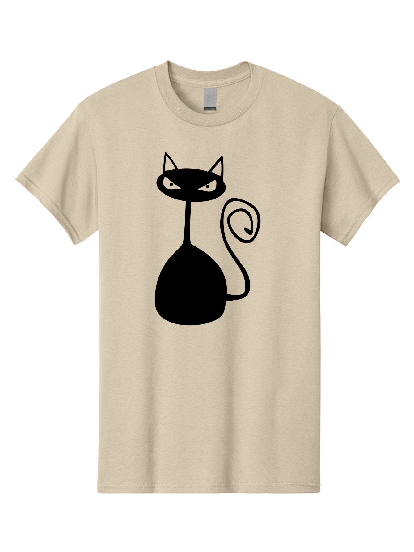 Black-Cat Men'S Graphic Tee, 100% Cotton, Comfortable Casual Summer Wear, Machine Washable, Black Cat Silhouette, Evil Cat, Green Eyes, Cartoon Style, Minimalist Design, Simple Shapes, Whimsical Art, Feline Illustration, Spooky Cat, Aab205 7