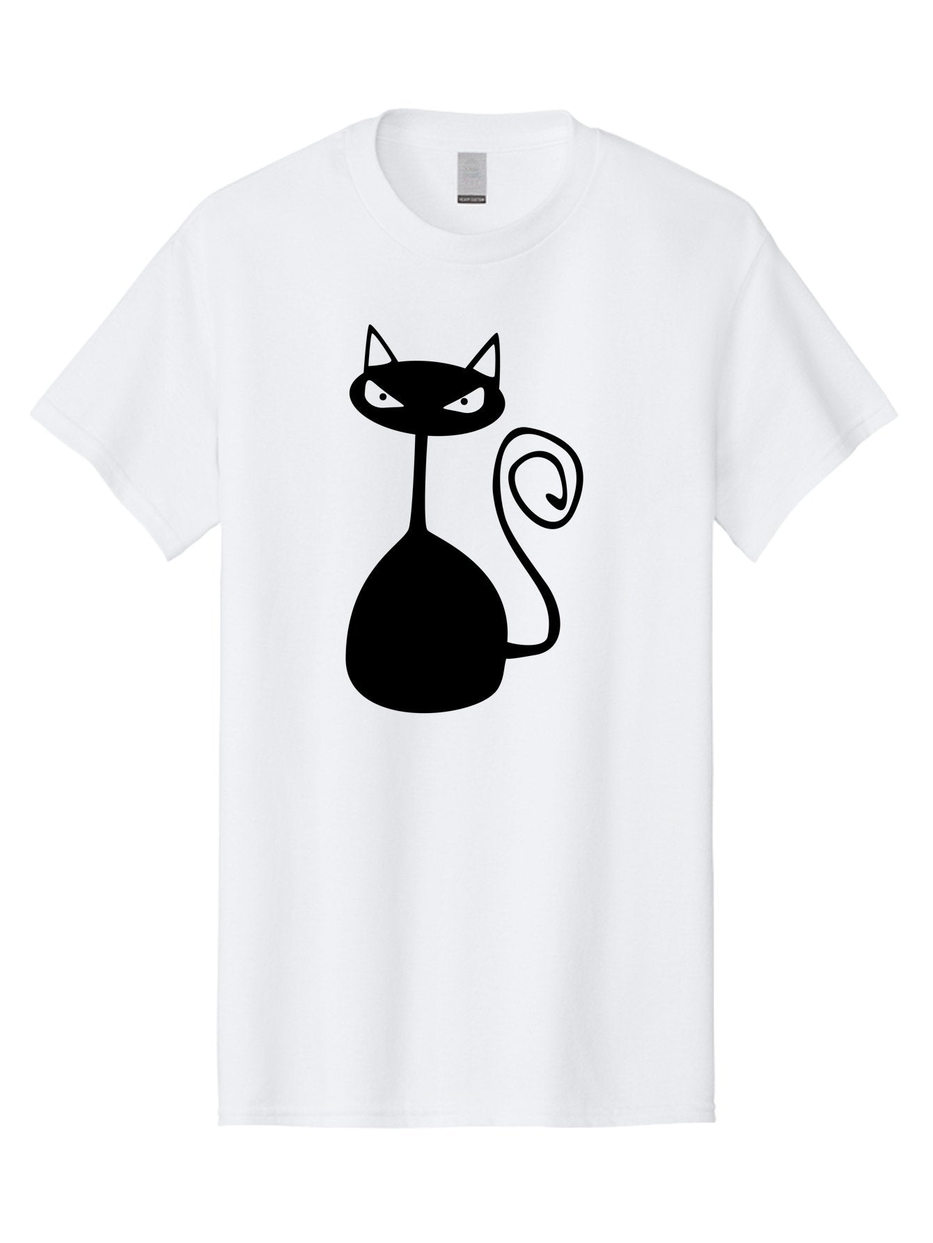 Black-Cat Men'S Graphic Tee, 100% Cotton, Comfortable Casual Summer Wear, Machine Washable, Black Cat Silhouette, Evil Cat, Green Eyes, Cartoon Style, Minimalist Design, Simple Shapes, Whimsical Art, Feline Illustration, Spooky Cat, Aab205 10