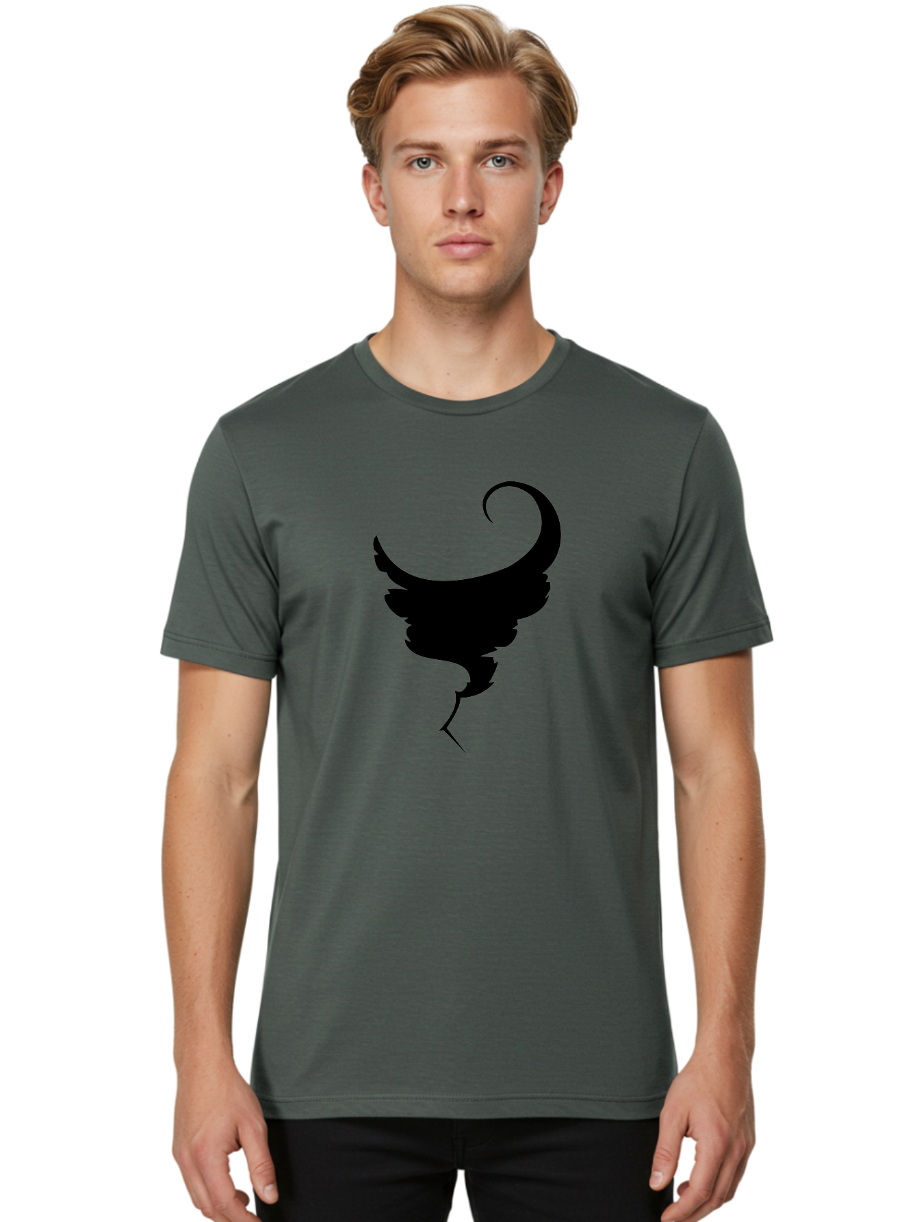 Black-Feather-Silhouette Men'S Graphic Tee, 100% Cotton, Comfortable Casual Summer Wear, Machine Washable, Feather Icon, Black Silhouette, Majestic Wing, Elegant Design, Symbolic Imagery, Minimalist Art, Stylized Feather, Modern Graphic Aab206 4