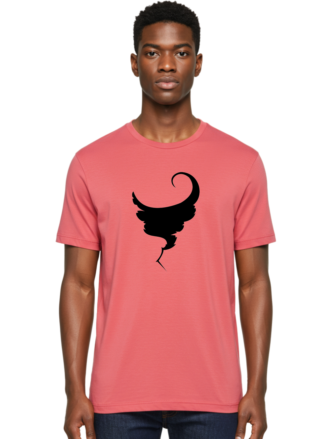 Black-Feather-Silhouette Men'S Graphic Tee, 100% Cotton, Comfortable Casual Summer Wear, Machine Washable, Feather Icon, Black Silhouette, Majestic Wing, Elegant Design, Symbolic Imagery, Minimalist Art, Stylized Feather, Modern Graphic Aab206 6