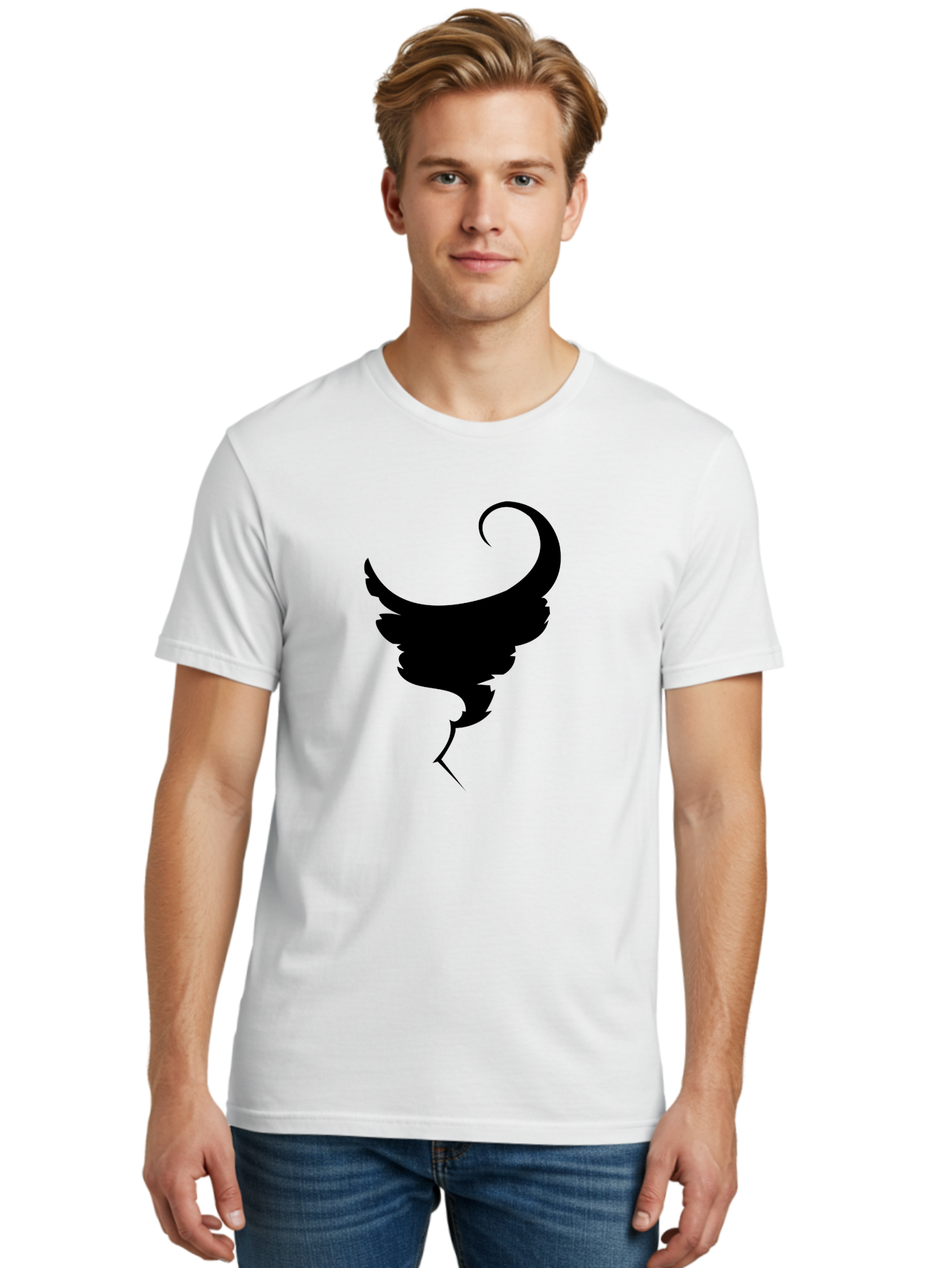 Black-Feather-Silhouette Men'S Graphic Tee, 100% Cotton, Comfortable Casual Summer Wear, Machine Washable, Feather Icon, Black Silhouette, Majestic Wing, Elegant Design, Symbolic Imagery, Minimalist Art, Stylized Feather, Modern Graphic Aab206 30