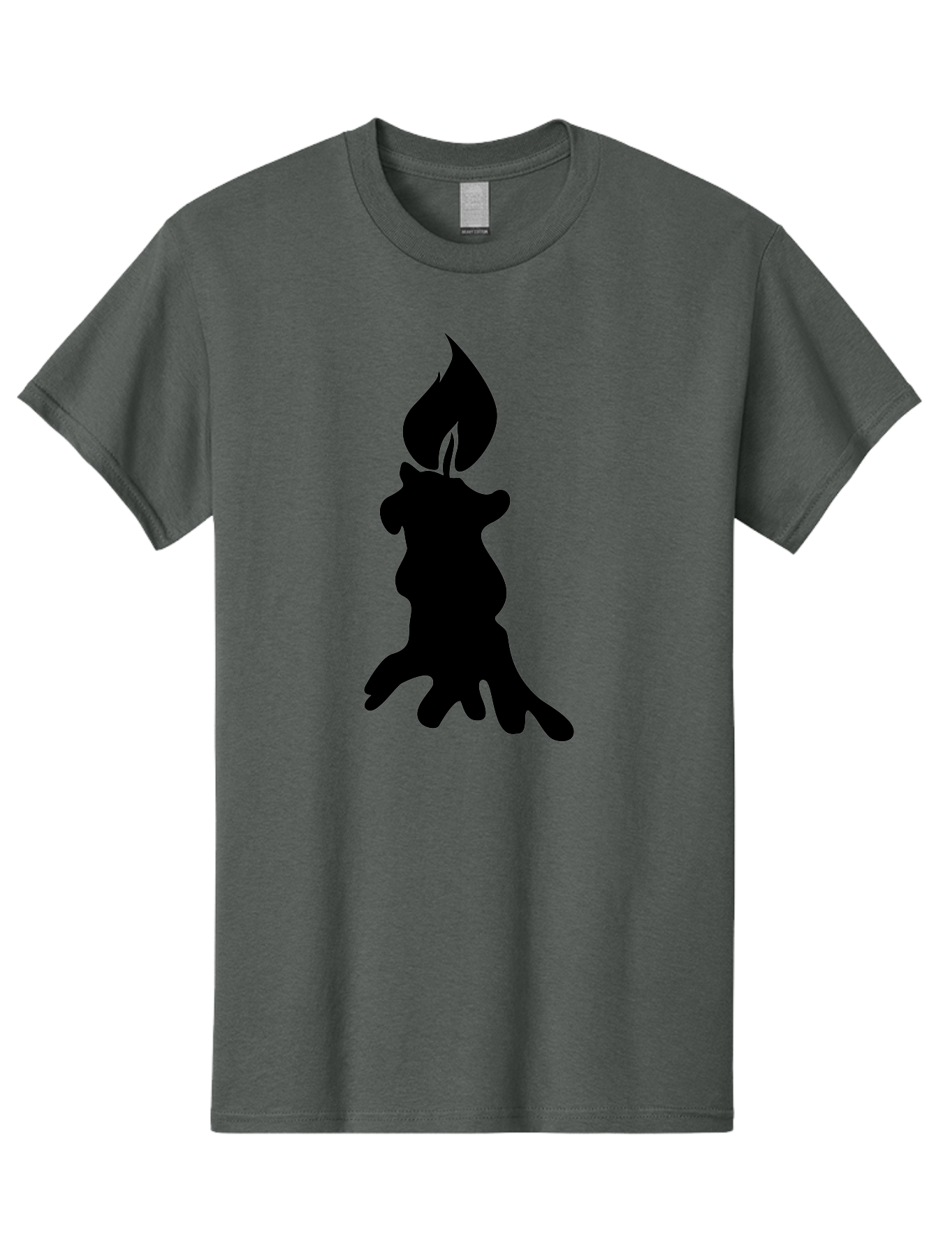 Candle-Silhouette Men'S Graphic Tee, 100% Cotton, Comfortable Casual Summer Wear, Machine Washable, Candle Silhouette, Wax Drips, Flame Icon, Minimalist Design, Simple Graphics, Candlelight Ambiance, Soothing Atmosphere, Warm Glow Aab207 3