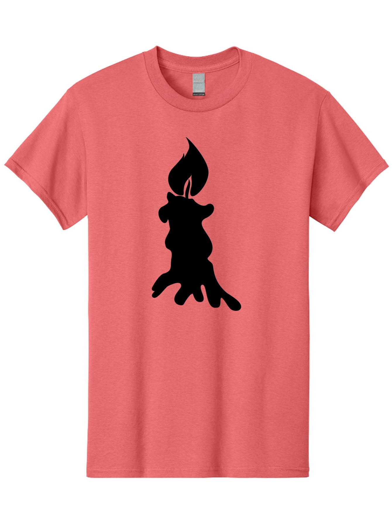 Candle-Silhouette Men'S Graphic Tee, 100% Cotton, Comfortable Casual Summer Wear, Machine Washable, Candle Silhouette, Wax Drips, Flame Icon, Minimalist Design, Simple Graphics, Candlelight Ambiance, Soothing Atmosphere, Warm Glow Aab207