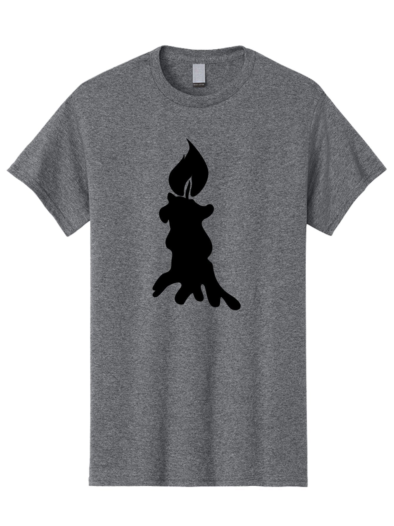 Candle-Silhouette Men'S Graphic Tee, 100% Cotton, Comfortable Casual Summer Wear, Machine Washable, Candle Silhouette, Wax Drips, Flame Icon, Minimalist Design, Simple Graphics, Candlelight Ambiance, Soothing Atmosphere, Warm Glow Aab207