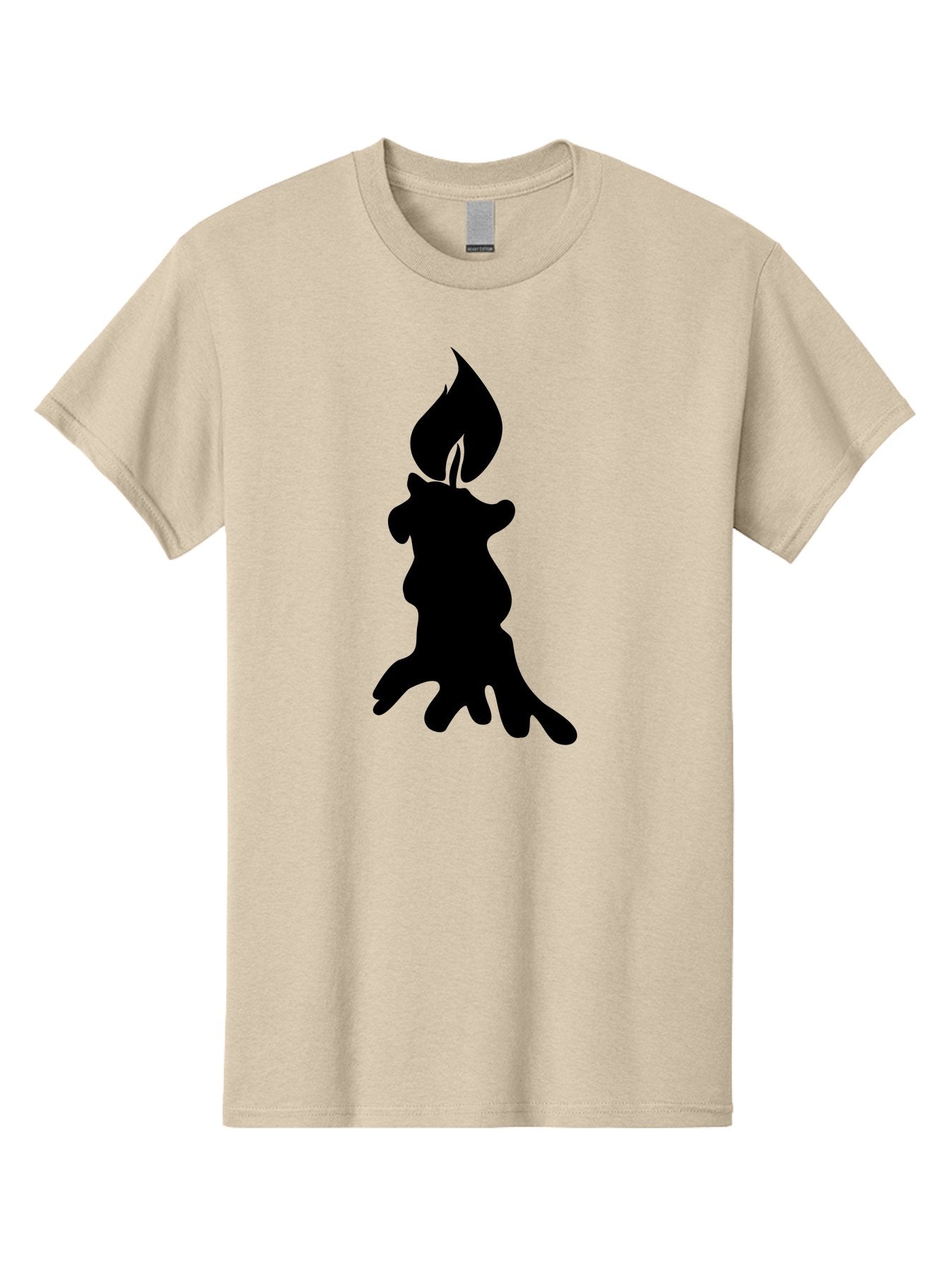 Candle-Silhouette Men'S Graphic Tee, 100% Cotton, Comfortable Casual Summer Wear, Machine Washable, Candle Silhouette, Wax Drips, Flame Icon, Minimalist Design, Simple Graphics, Candlelight Ambiance, Soothing Atmosphere, Warm Glow Aab207 8