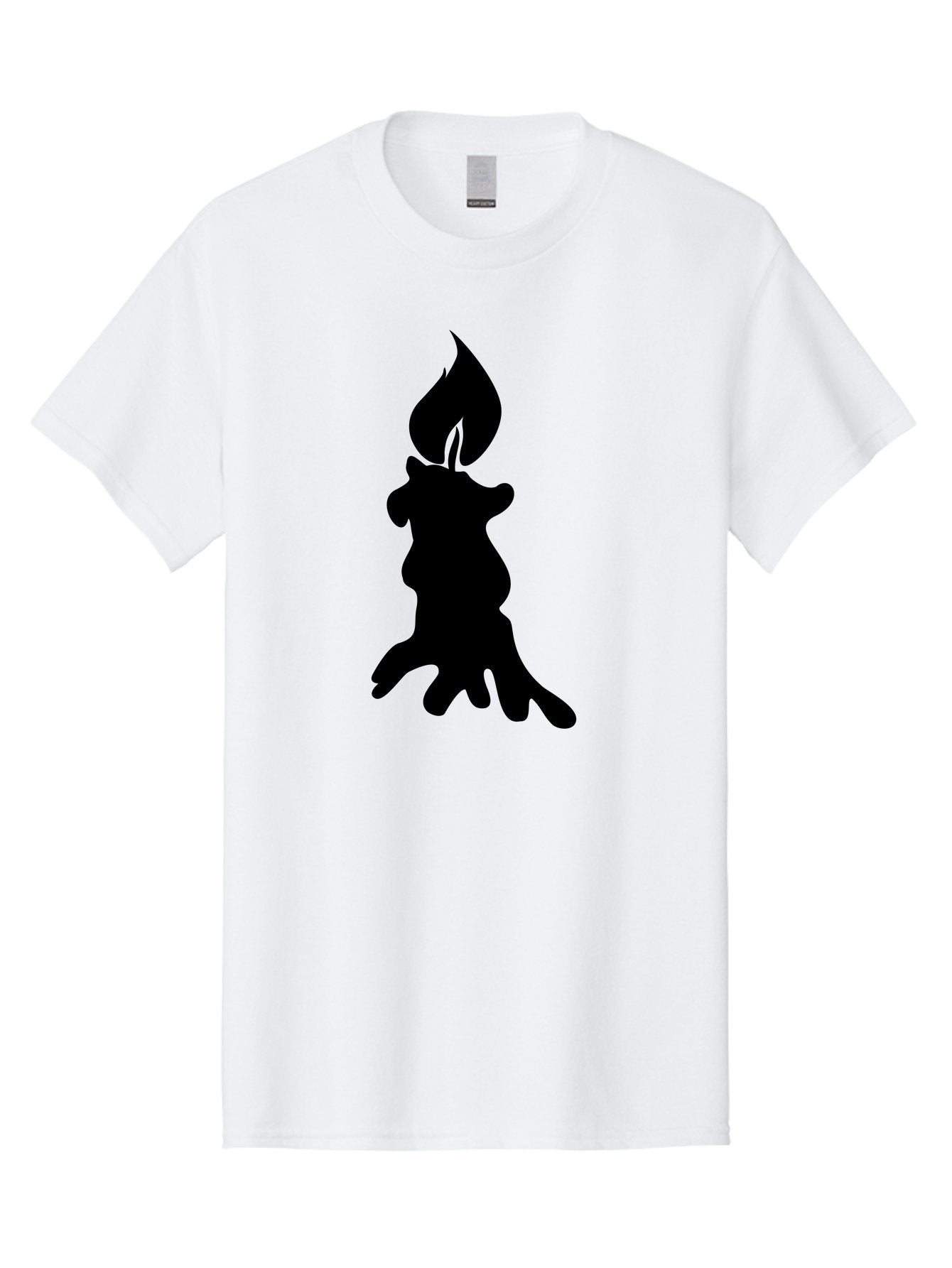 Candle-Silhouette Men'S Graphic Tee, 100% Cotton, Comfortable Casual Summer Wear, Machine Washable, Candle Silhouette, Wax Drips, Flame Icon, Minimalist Design, Simple Graphics, Candlelight Ambiance, Soothing Atmosphere, Warm Glow Aab207 9