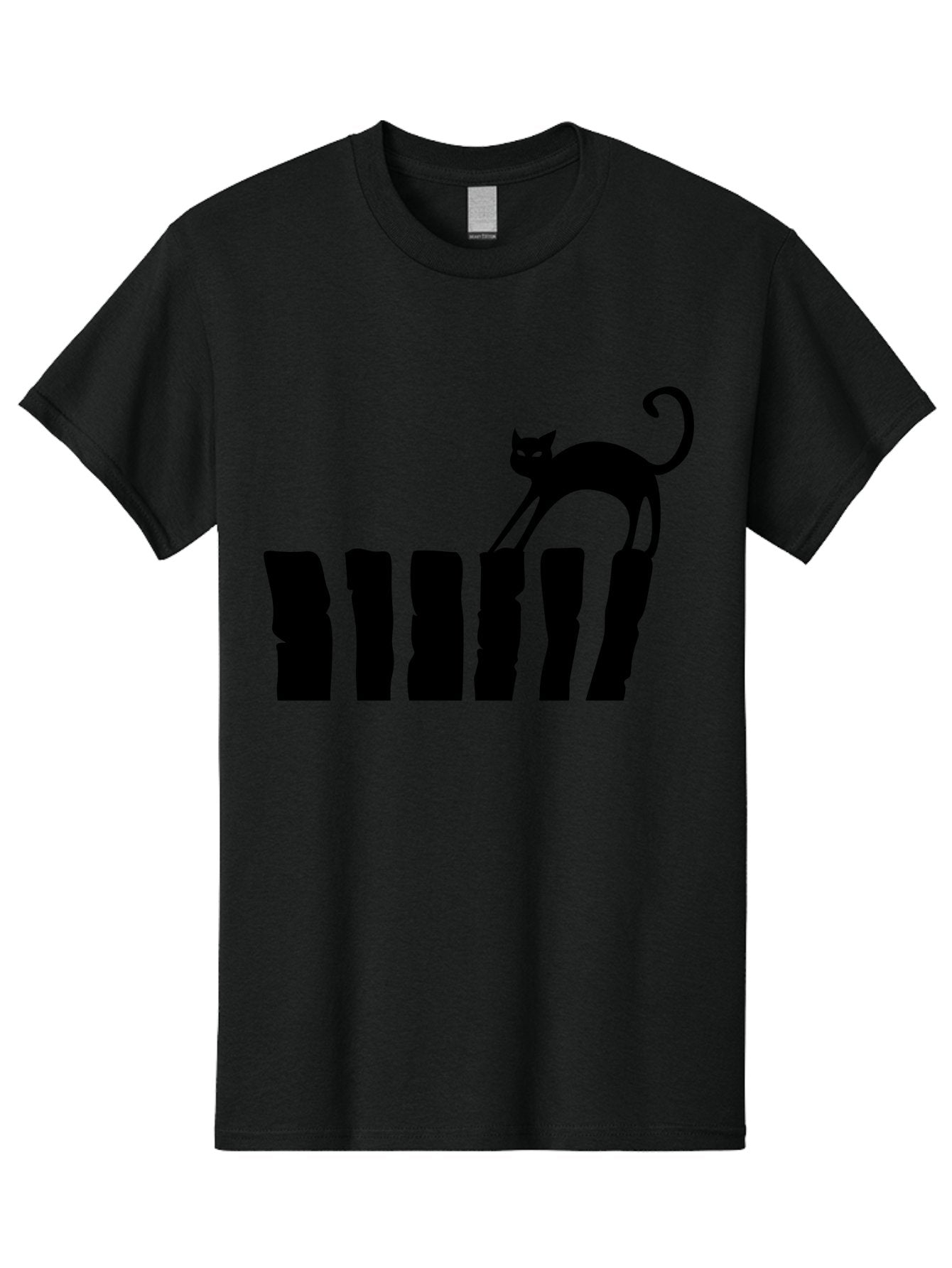 Cat-On-Fence Men'S Graphic Tee, 100% Cotton, Comfortable Casual Summer Wear, Machine Washable, Black Cat Silhouette, Feline Graphics, Cat On Fence, Whimsical Design, Minimalist Art, Cat Illustration, Modern Cat Graphic Aab208 6