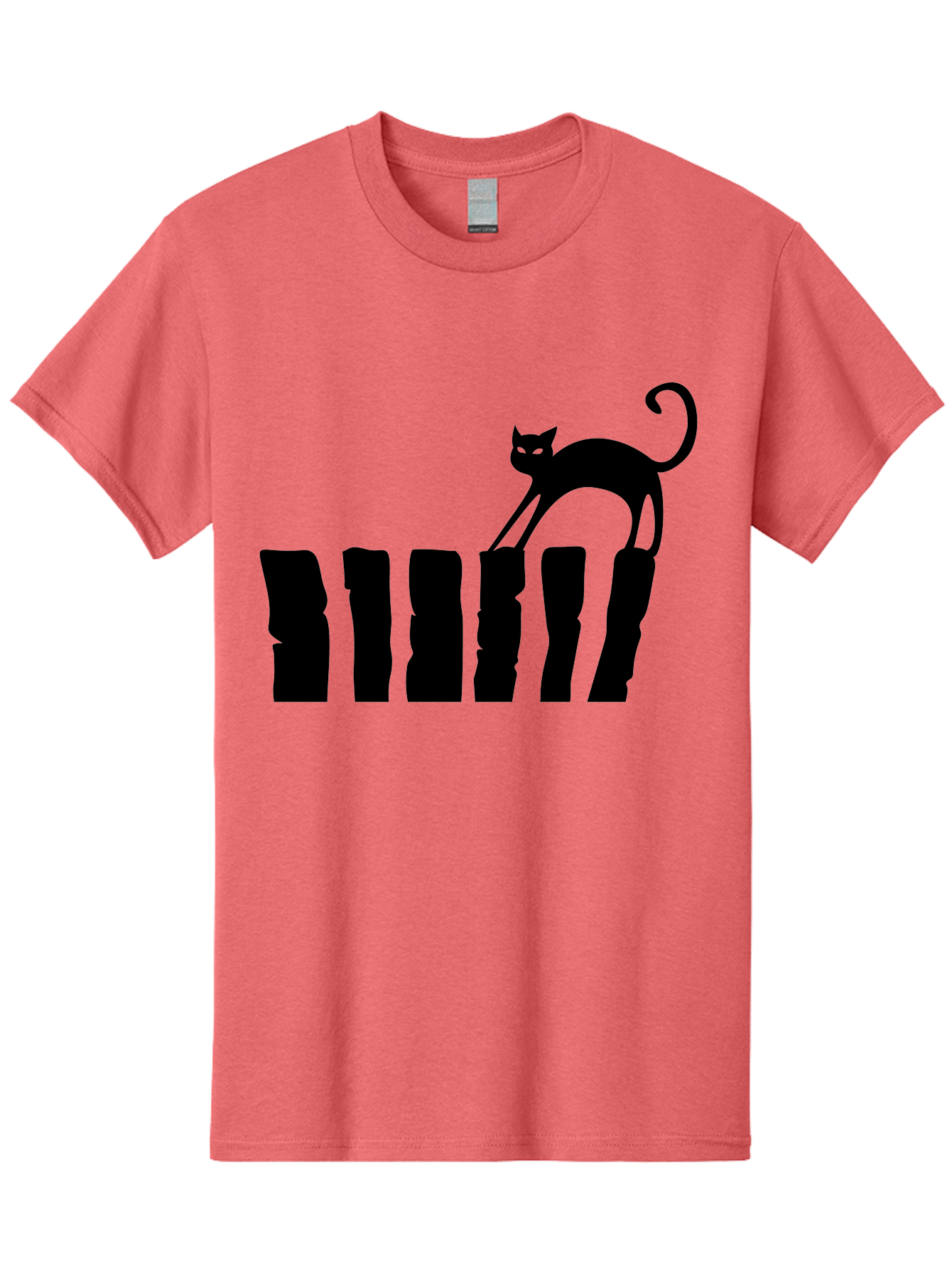 Cat-On-Fence Men'S Graphic Tee, 100% Cotton, Comfortable Casual Summer Wear, Machine Washable, Black Cat Silhouette, Feline Graphics, Cat On Fence, Whimsical Design, Minimalist Art, Cat Illustration, Modern Cat Graphic Aab208 17