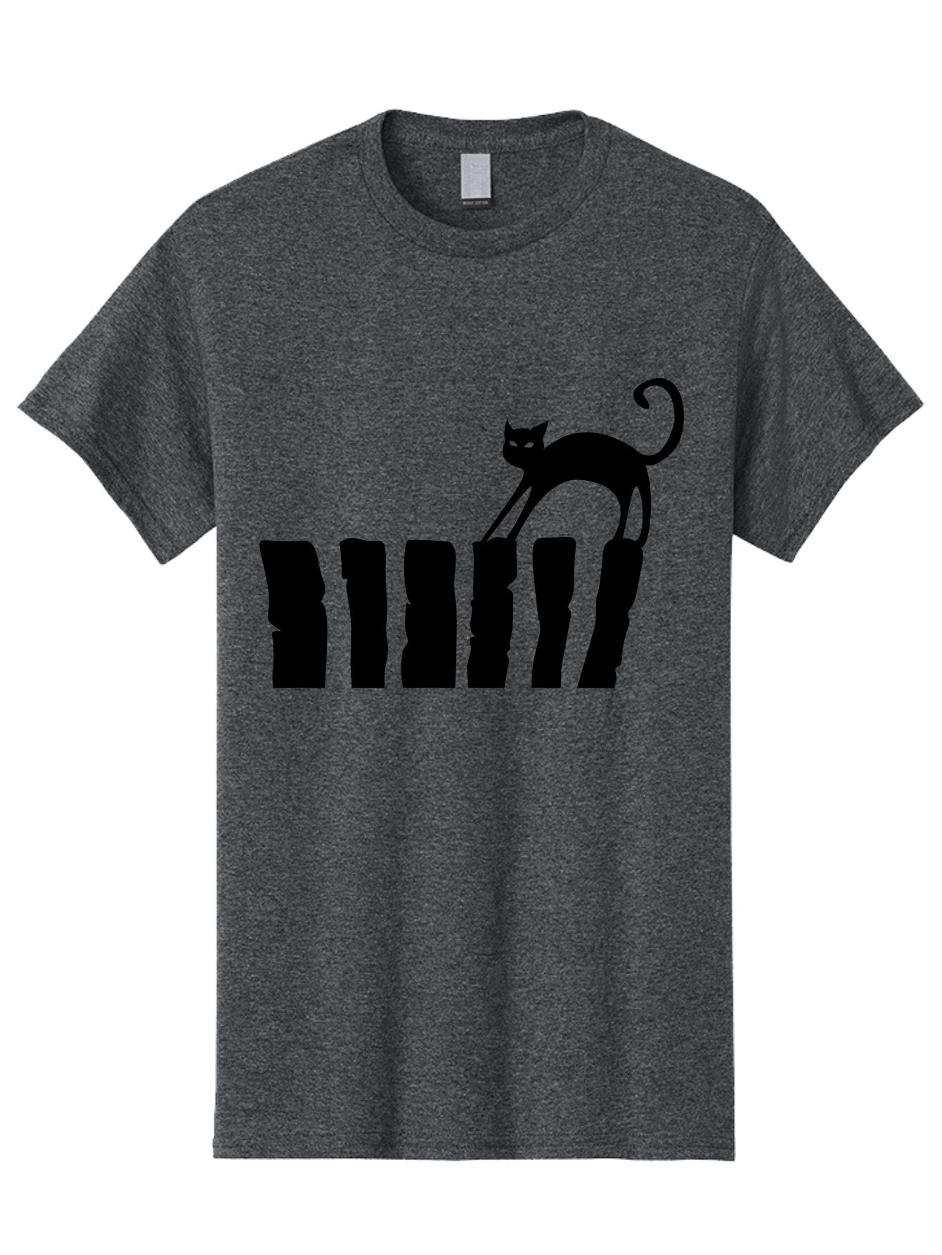 Cat-On-Fence Men'S Graphic Tee, 100% Cotton, Comfortable Casual Summer Wear, Machine Washable, Black Cat Silhouette, Feline Graphics, Cat On Fence, Whimsical Design, Minimalist Art, Cat Illustration, Modern Cat Graphic Aab208 12