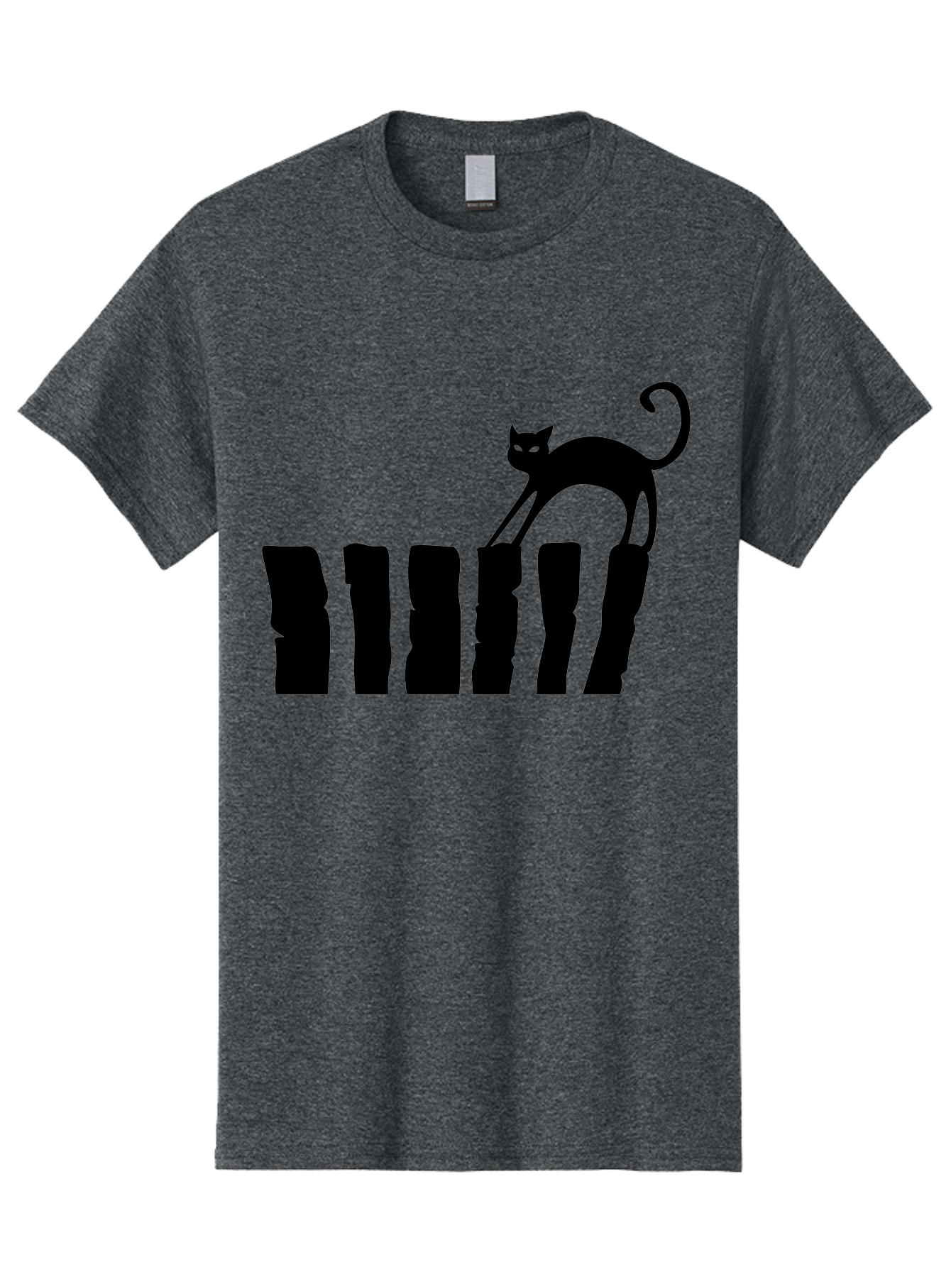 Cat-On-Fence Men'S Graphic Tee, 100% Cotton, Comfortable Casual Summer Wear, Machine Washable, Black Cat Silhouette, Feline Graphics, Cat On Fence, Whimsical Design, Minimalist Art, Cat Illustration, Modern Cat Graphic Aab208 5