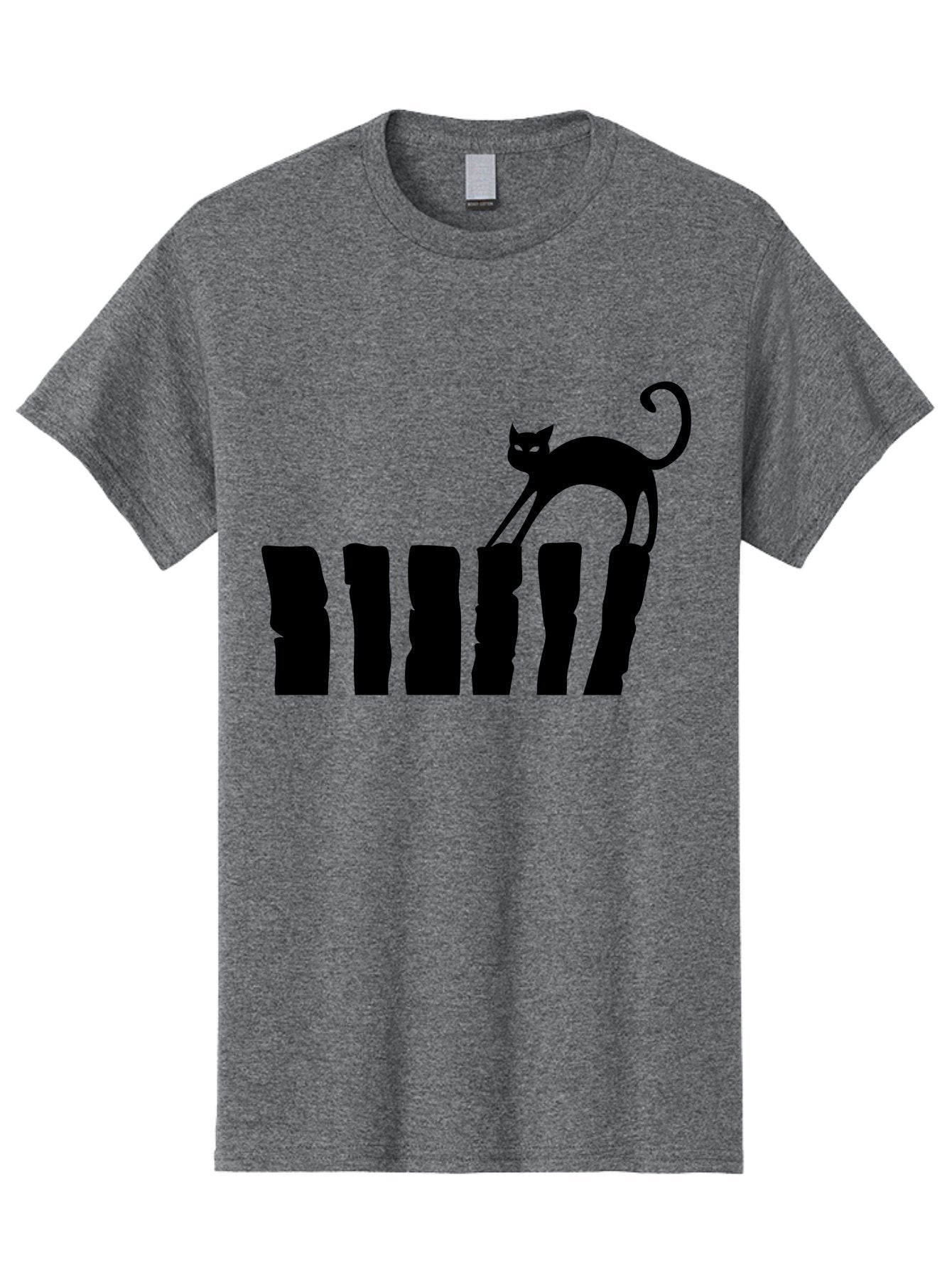 Cat-On-Fence Men'S Graphic Tee, 100% Cotton, Comfortable Casual Summer Wear, Machine Washable, Black Cat Silhouette, Feline Graphics, Cat On Fence, Whimsical Design, Minimalist Art, Cat Illustration, Modern Cat Graphic Aab208 10