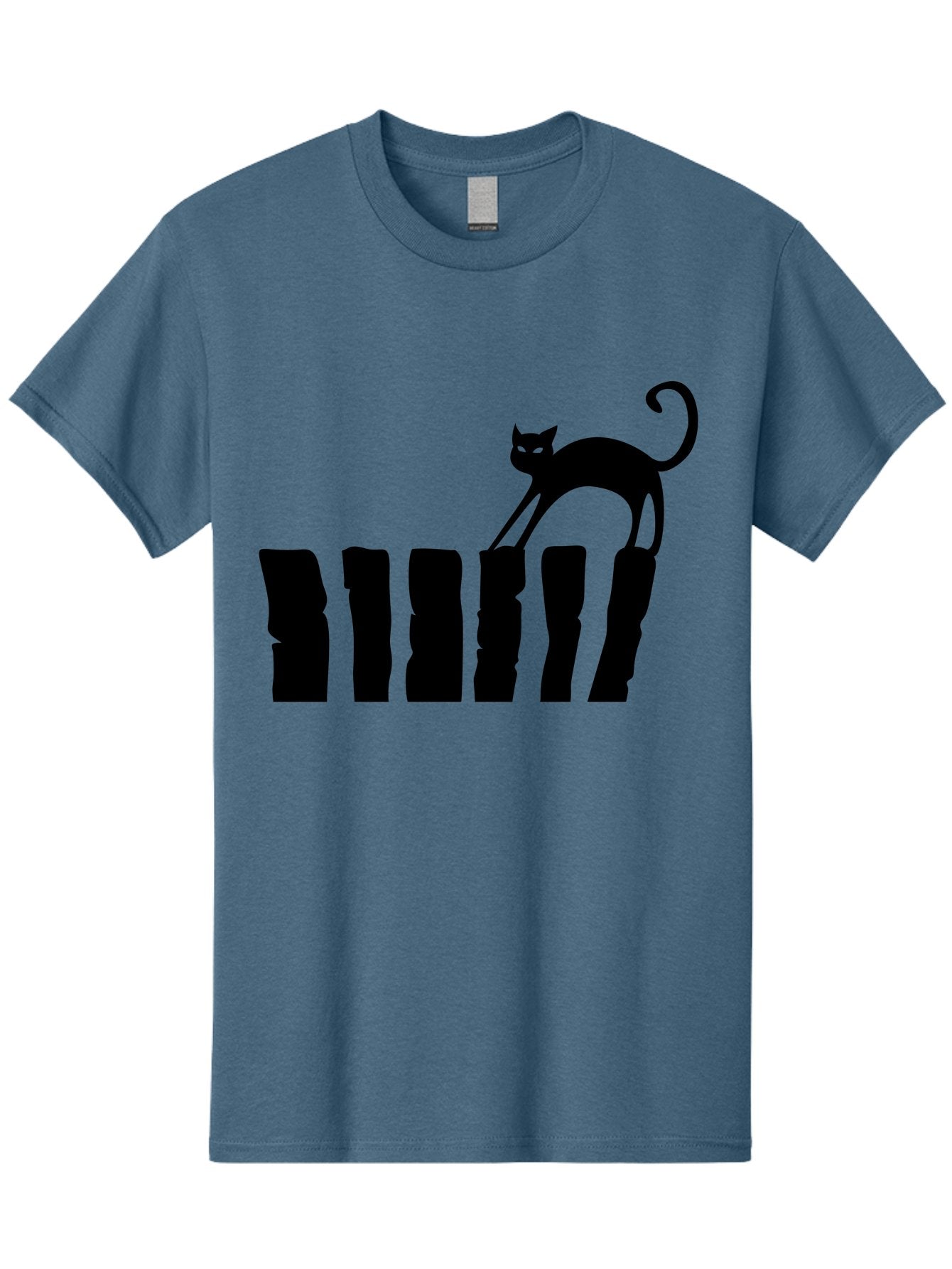 Cat-On-Fence Men'S Graphic Tee, 100% Cotton, Comfortable Casual Summer Wear, Machine Washable, Black Cat Silhouette, Feline Graphics, Cat On Fence, Whimsical Design, Minimalist Art, Cat Illustration, Modern Cat Graphic Aab208 11