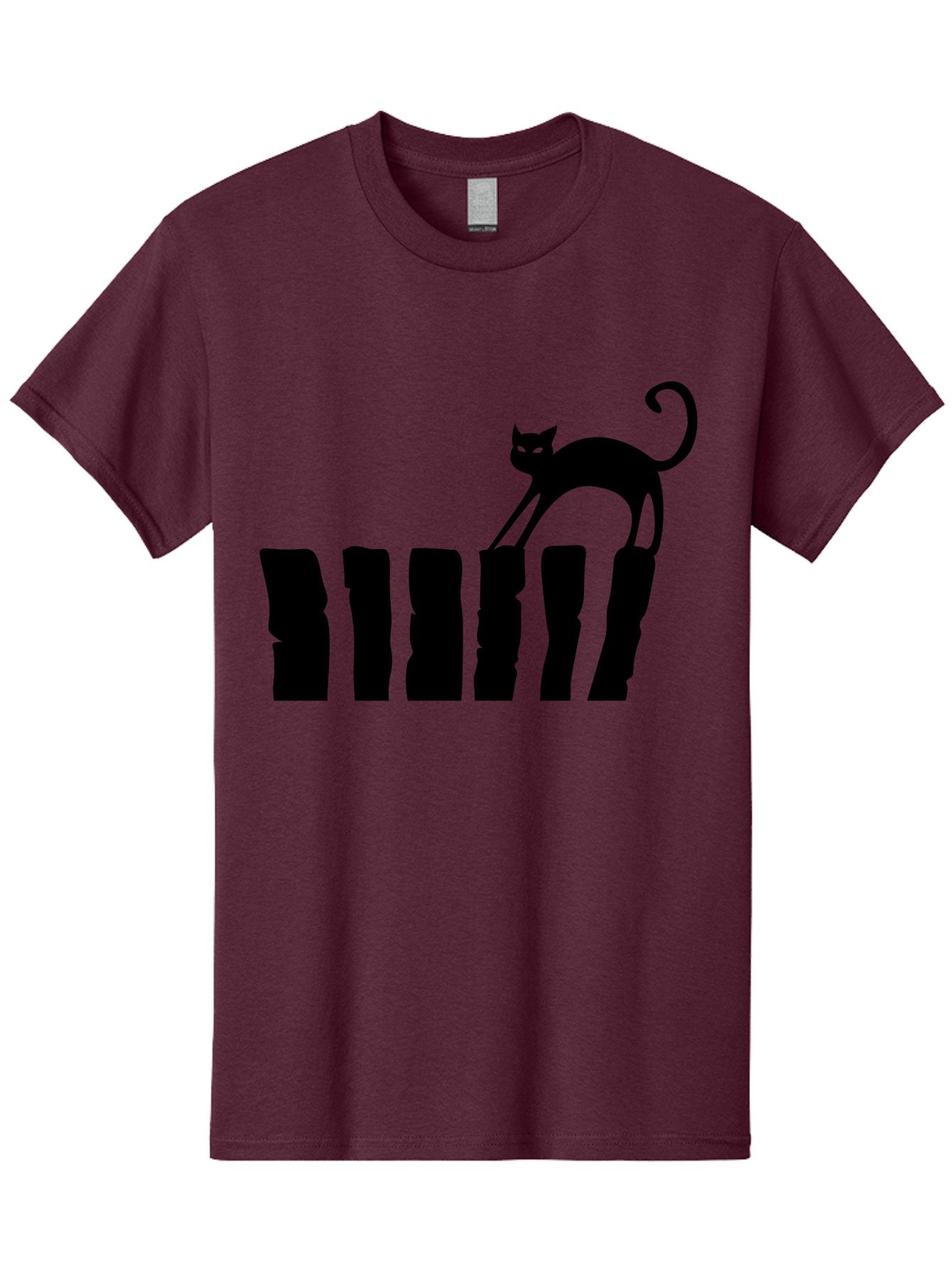 Cat-On-Fence Men'S Graphic Tee, 100% Cotton, Comfortable Casual Summer Wear, Machine Washable, Black Cat Silhouette, Feline Graphics, Cat On Fence, Whimsical Design, Minimalist Art, Cat Illustration, Modern Cat Graphic Aab208 14