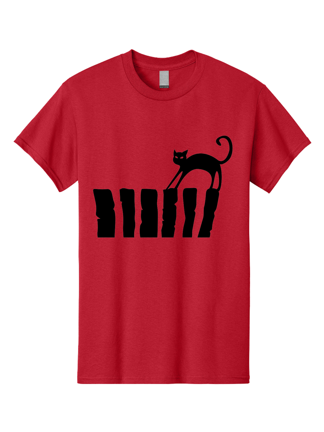 Cat-On-Fence Men'S Graphic Tee, 100% Cotton, Comfortable Casual Summer Wear, Machine Washable, Black Cat Silhouette, Feline Graphics, Cat On Fence, Whimsical Design, Minimalist Art, Cat Illustration, Modern Cat Graphic Aab208 29