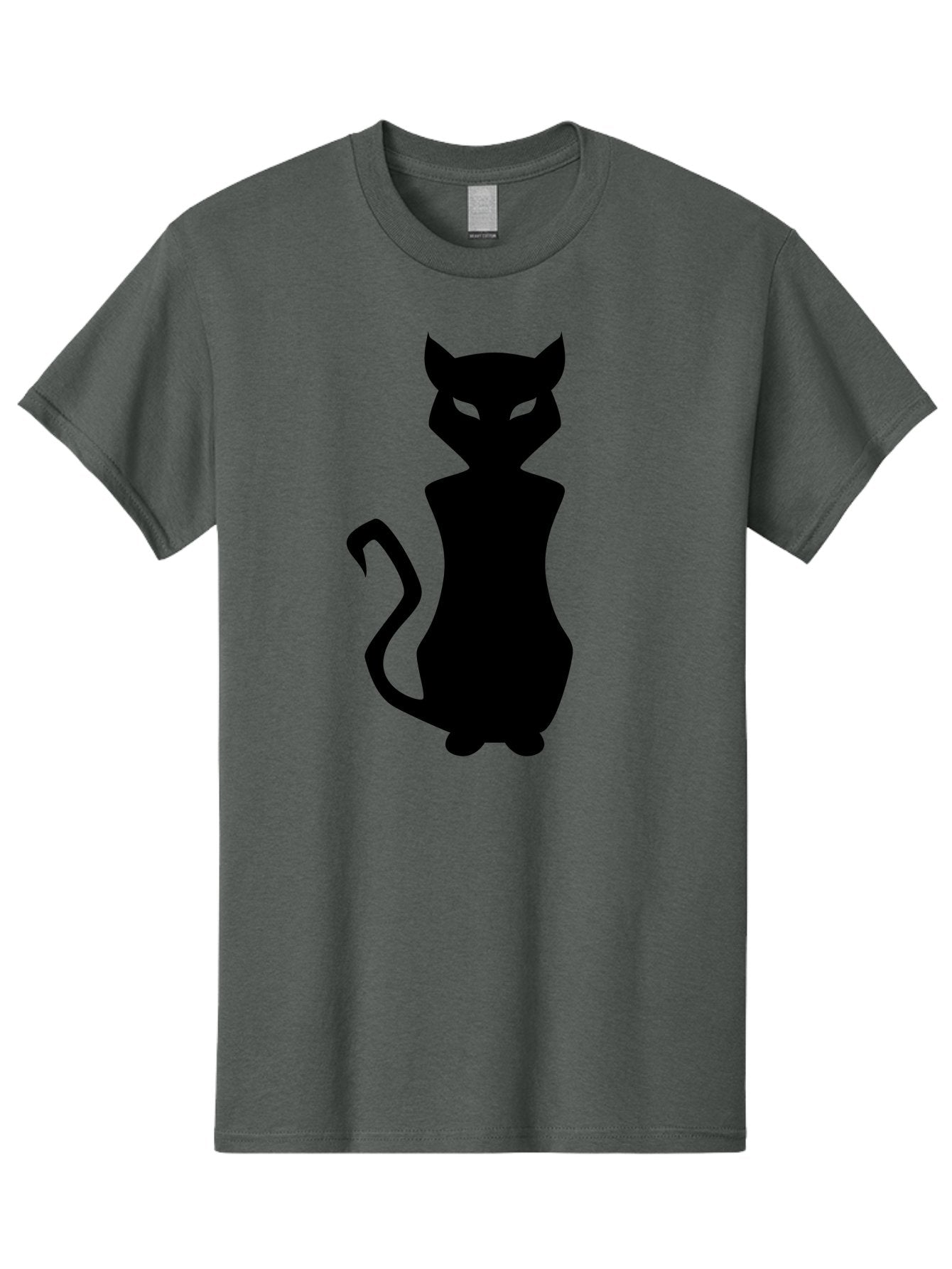 Cat-Silhouette Men'S Graphic Tee, 100% Cotton, Comfortable Casual Summer Wear, Machine Washable, Black Cat Silhouette, Glowy Eyes, Cat'S Paw On Face, Feline Figure, Mysterious Animal, Sleek Design, Glowing Green Eyes, Cat Shape Aab209 8