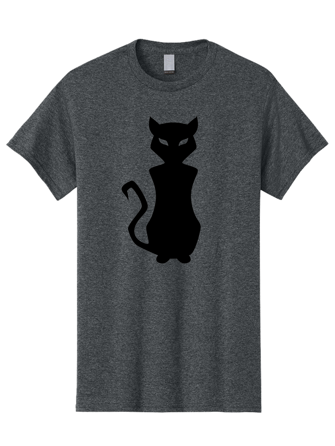 Cat-Silhouette Men'S Graphic Tee, 100% Cotton, Comfortable Casual Summer Wear, Machine Washable, Black Cat Silhouette, Glowy Eyes, Cat'S Paw On Face, Feline Figure, Mysterious Animal, Sleek Design, Glowing Green Eyes, Cat Shape Aab209 19