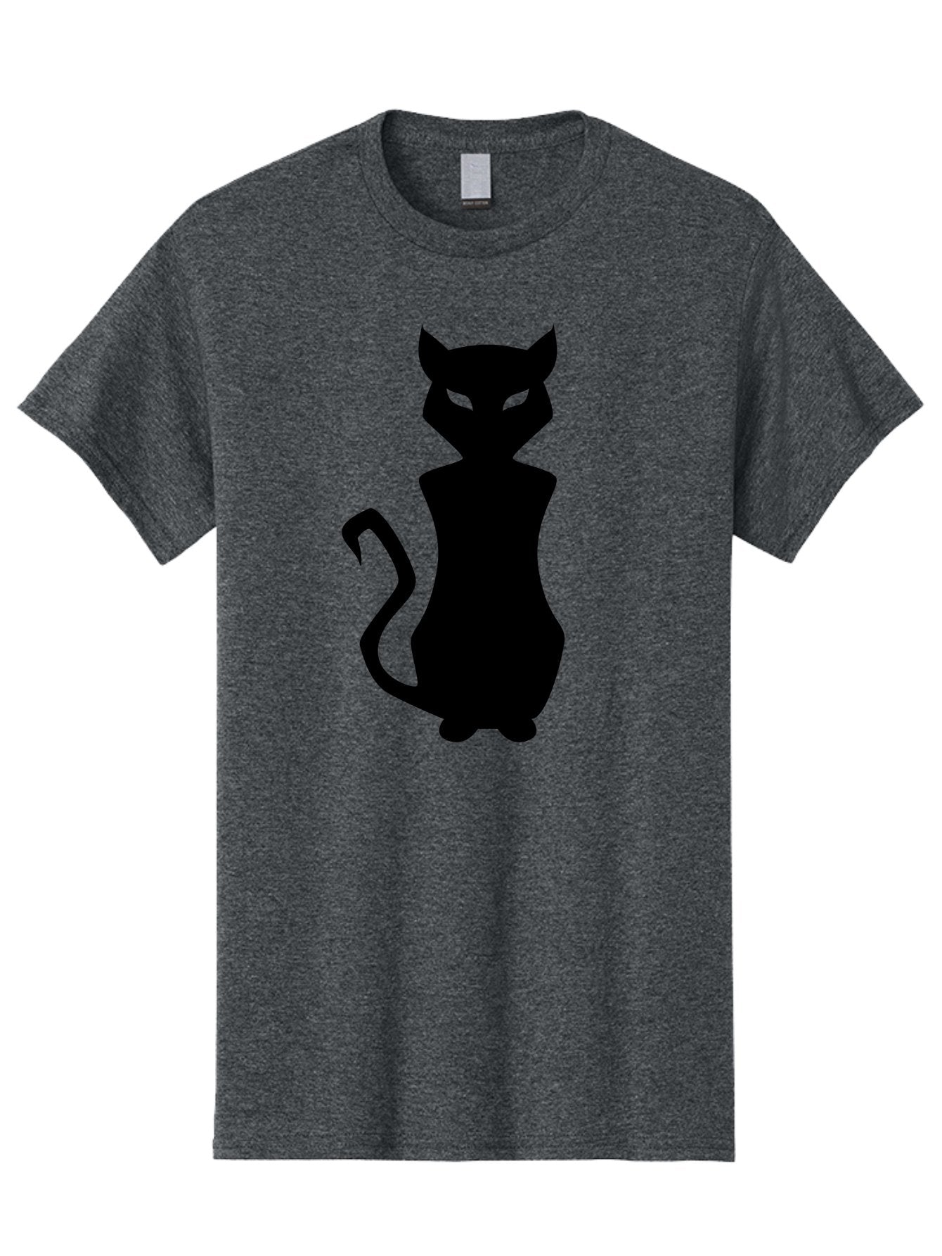 Cat-Silhouette Men'S Graphic Tee, 100% Cotton, Comfortable Casual Summer Wear, Machine Washable, Black Cat Silhouette, Glowy Eyes, Cat'S Paw On Face, Feline Figure, Mysterious Animal, Sleek Design, Glowing Green Eyes, Cat Shape Aab209