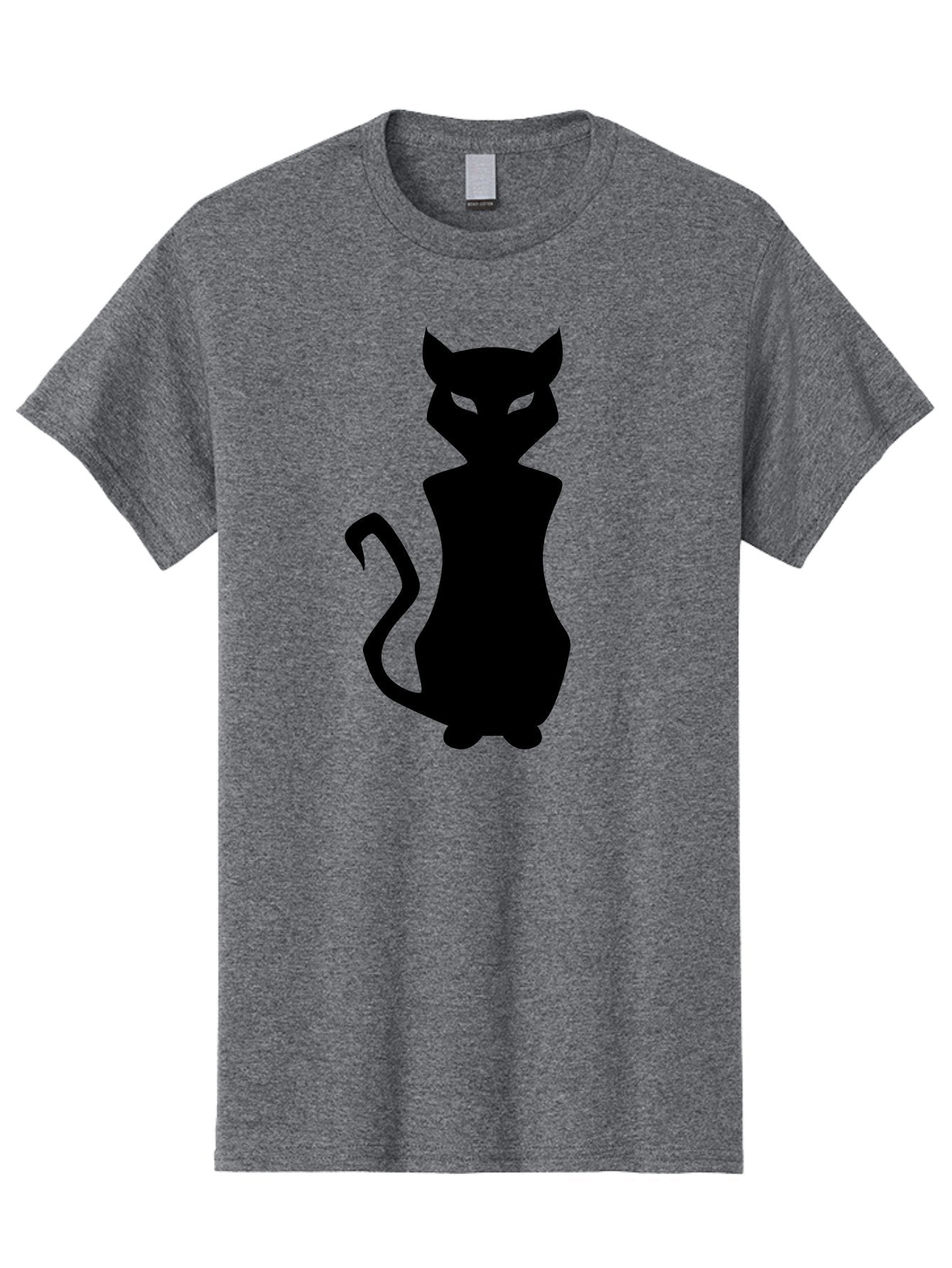 Cat-Silhouette Men'S Graphic Tee, 100% Cotton, Comfortable Casual Summer Wear, Machine Washable, Black Cat Silhouette, Glowy Eyes, Cat'S Paw On Face, Feline Figure, Mysterious Animal, Sleek Design, Glowing Green Eyes, Cat Shape Aab209 5
