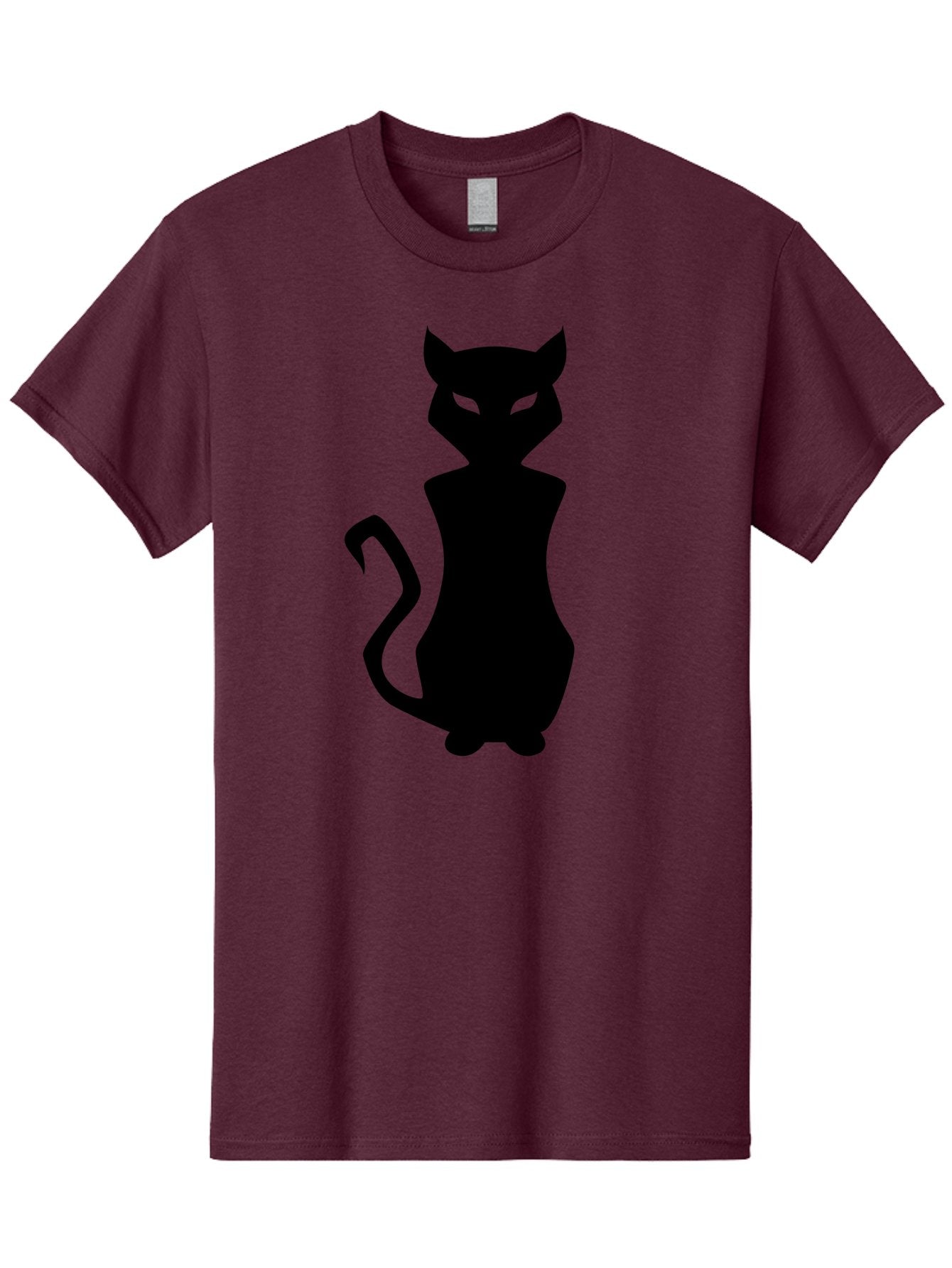 Cat-Silhouette Men'S Graphic Tee, 100% Cotton, Comfortable Casual Summer Wear, Machine Washable, Black Cat Silhouette, Glowy Eyes, Cat'S Paw On Face, Feline Figure, Mysterious Animal, Sleek Design, Glowing Green Eyes, Cat Shape Aab209