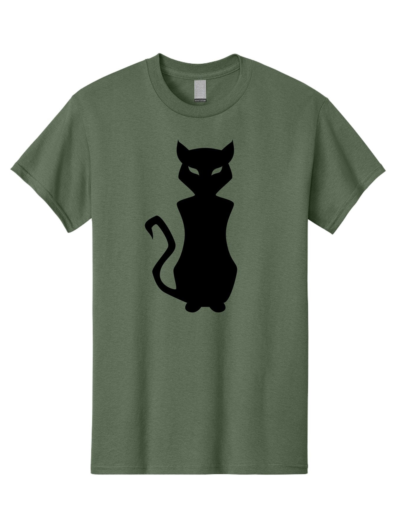 Cat-Silhouette Men'S Graphic Tee, 100% Cotton, Comfortable Casual Summer Wear, Machine Washable, Black Cat Silhouette, Glowy Eyes, Cat'S Paw On Face, Feline Figure, Mysterious Animal, Sleek Design, Glowing Green Eyes, Cat Shape Aab209 7