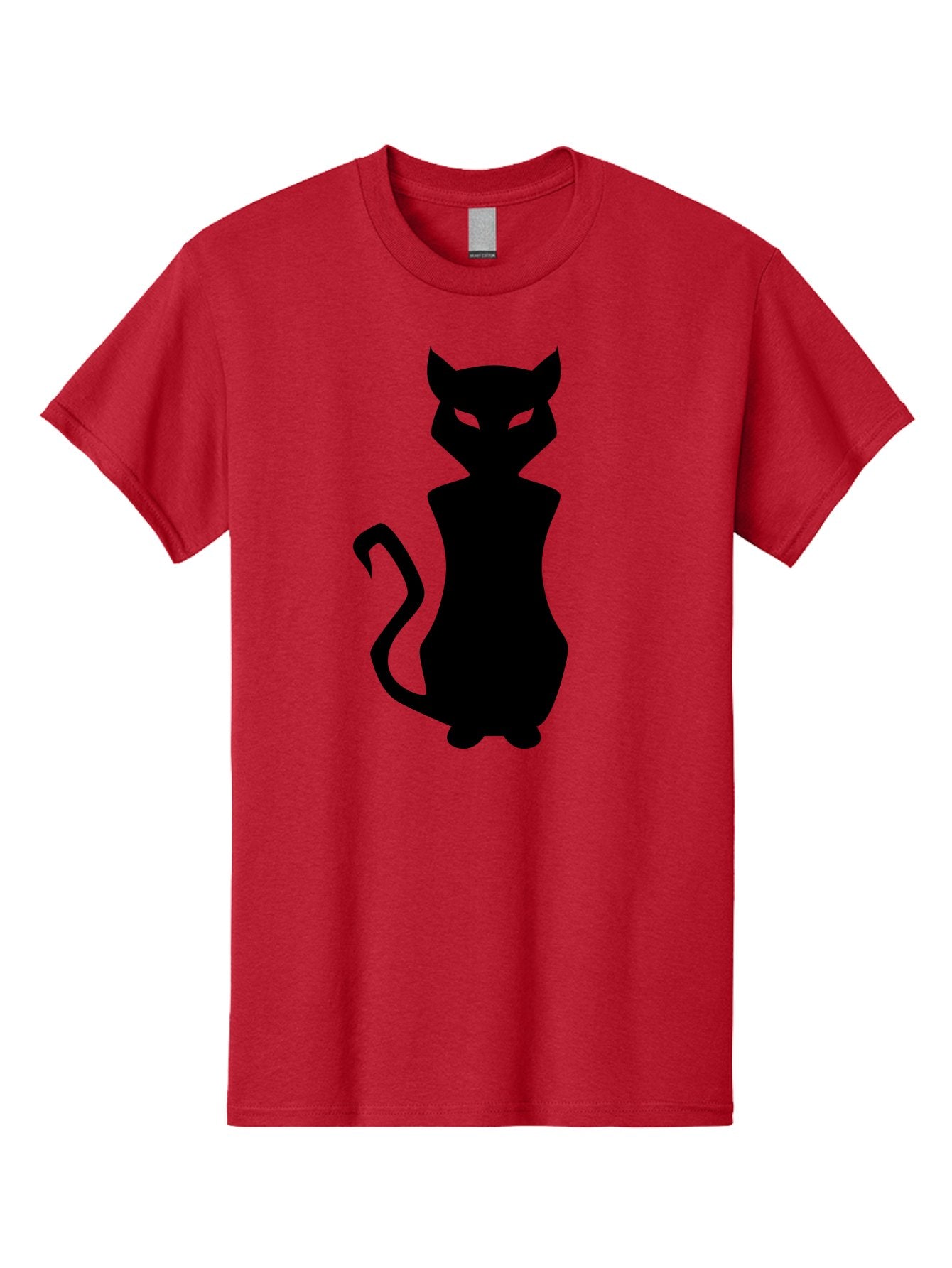 Cat-Silhouette Men'S Graphic Tee, 100% Cotton, Comfortable Casual Summer Wear, Machine Washable, Black Cat Silhouette, Glowy Eyes, Cat'S Paw On Face, Feline Figure, Mysterious Animal, Sleek Design, Glowing Green Eyes, Cat Shape Aab209 3