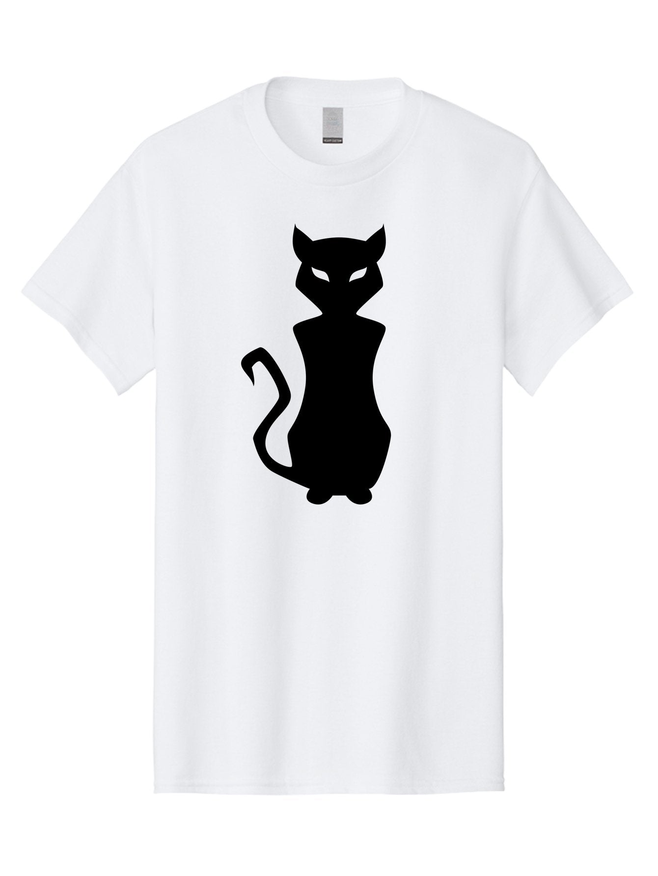 Cat-Silhouette Men'S Graphic Tee, 100% Cotton, Comfortable Casual Summer Wear, Machine Washable, Black Cat Silhouette, Glowy Eyes, Cat'S Paw On Face, Feline Figure, Mysterious Animal, Sleek Design, Glowing Green Eyes, Cat Shape Aab209 11