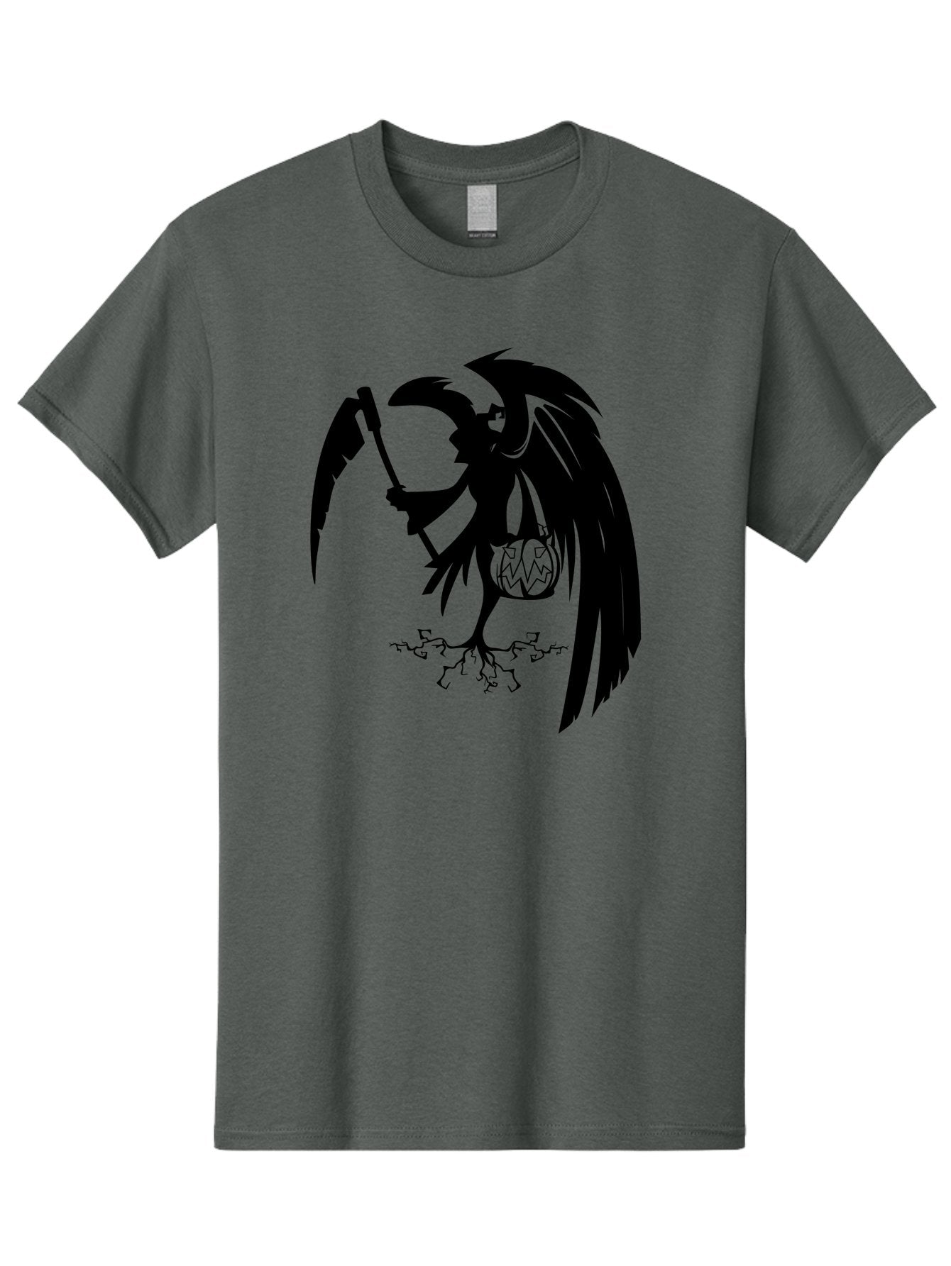 Crow-Grim-Reaper Men'S Graphic Tee, 100% Cotton, Comfortable Casual Summer Wear, Machine Washable, Bird With Scythe, Surreal Imagery, Abstract Art, Dark Symbolism, Mysterious Creature, Winged Figure, Eerie Atmosphere, Fantasy Illustration Aab210 14