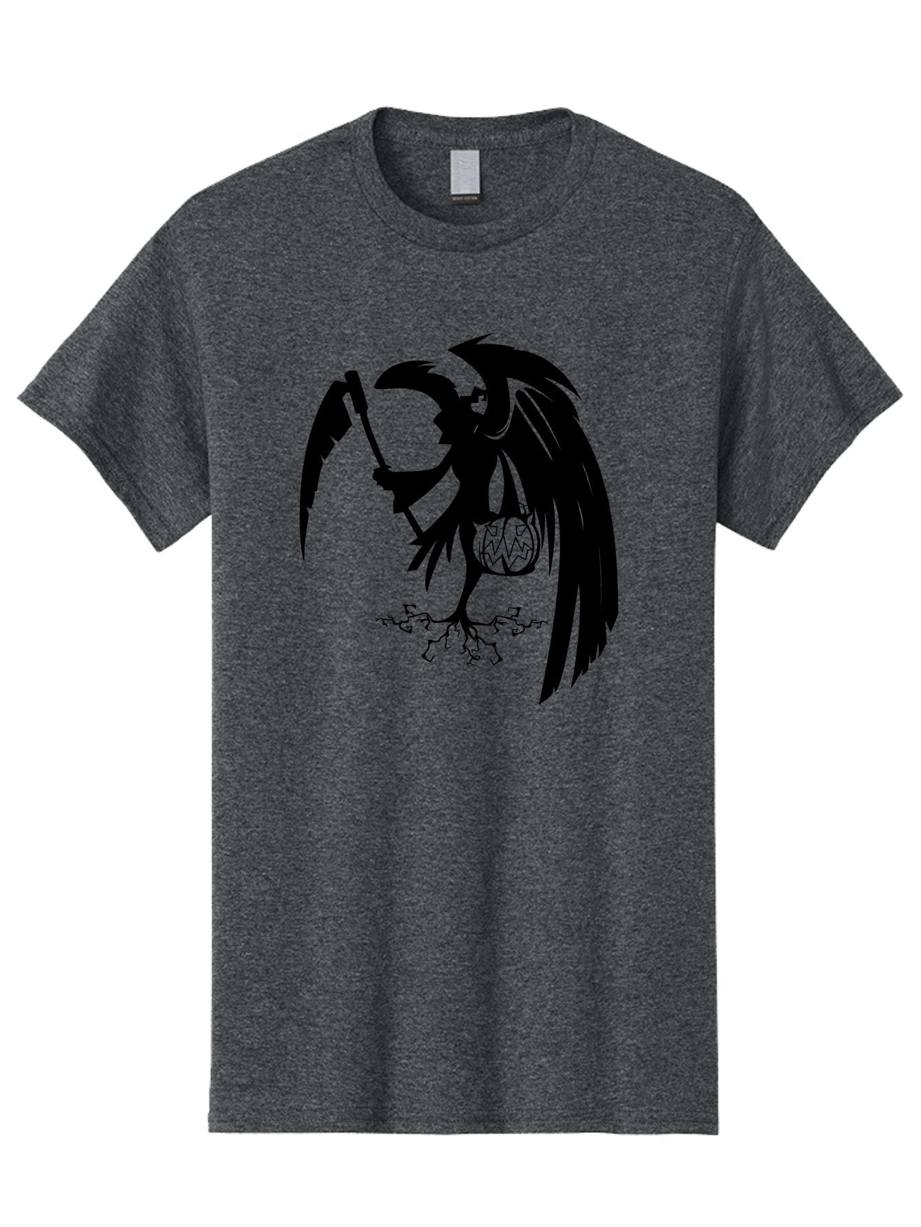 Crow-Grim-Reaper Men'S Graphic Tee, 100% Cotton, Comfortable Casual Summer Wear, Machine Washable, Bird With Scythe, Surreal Imagery, Abstract Art, Dark Symbolism, Mysterious Creature, Winged Figure, Eerie Atmosphere, Fantasy Illustration Aab210 12