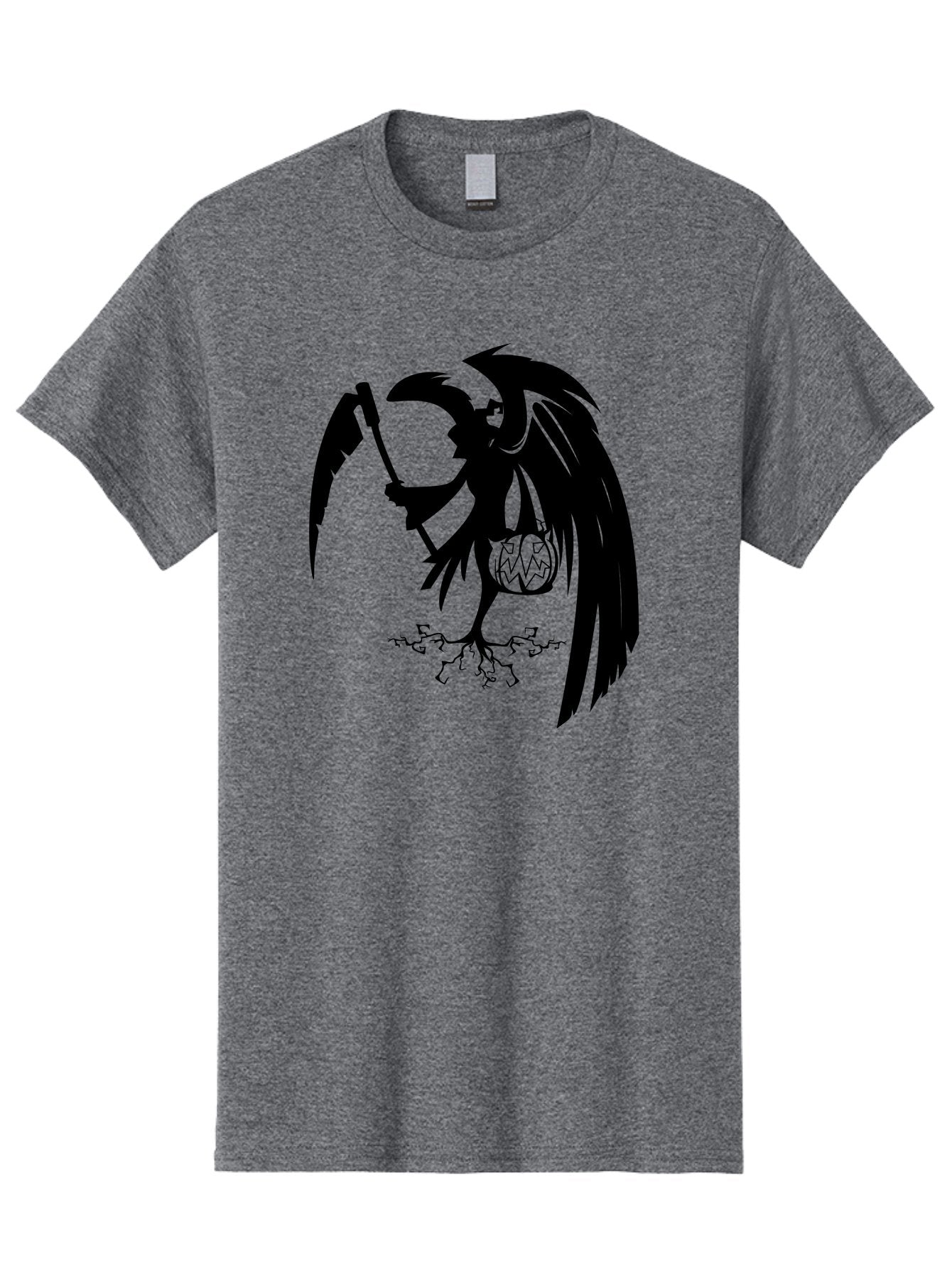 Crow-Grim-Reaper Men'S Graphic Tee, 100% Cotton, Comfortable Casual Summer Wear, Machine Washable, Bird With Scythe, Surreal Imagery, Abstract Art, Dark Symbolism, Mysterious Creature, Winged Figure, Eerie Atmosphere, Fantasy Illustration Aab210 15