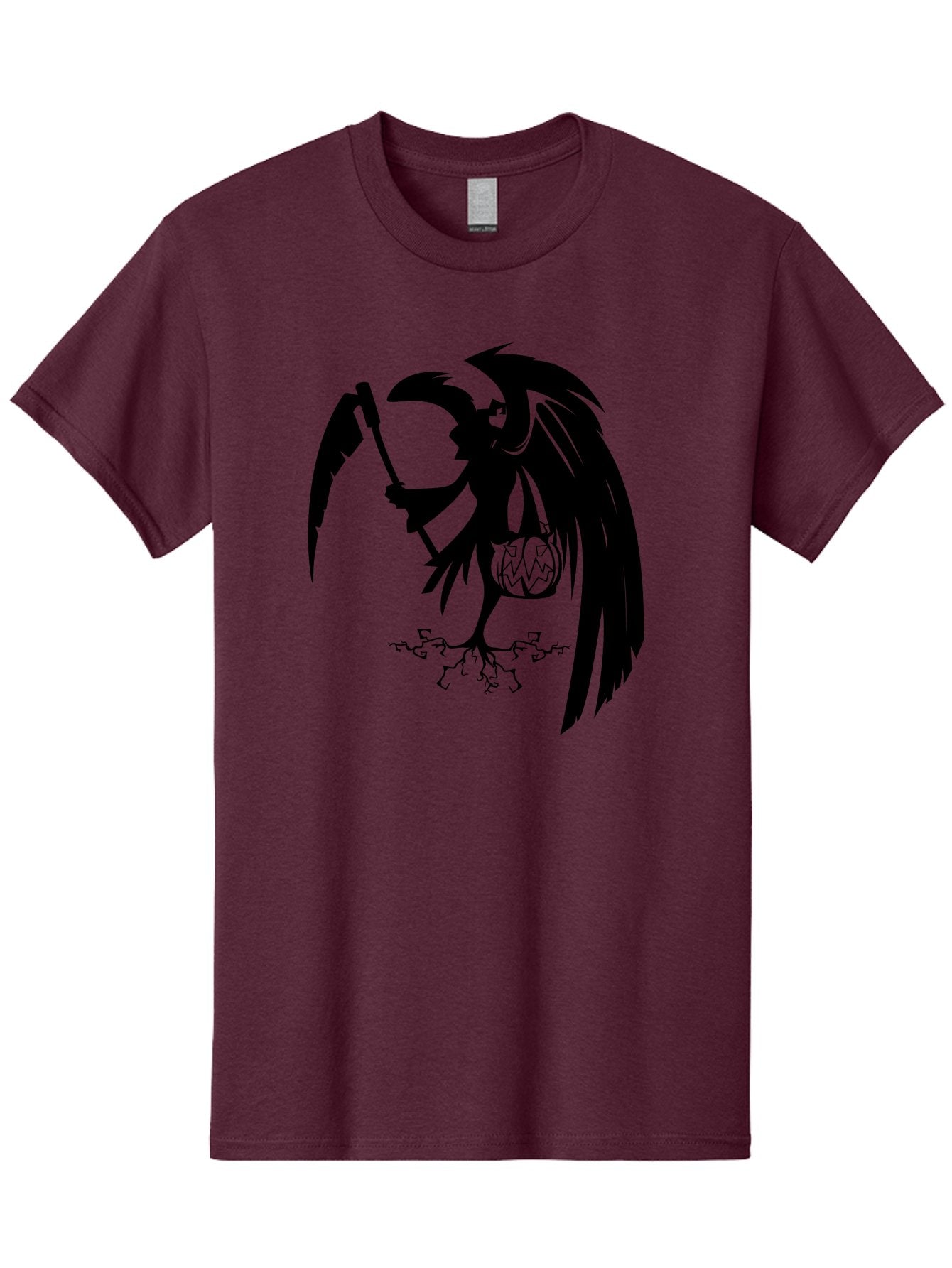 Crow-Grim-Reaper Men'S Graphic Tee, 100% Cotton, Comfortable Casual Summer Wear, Machine Washable, Bird With Scythe, Surreal Imagery, Abstract Art, Dark Symbolism, Mysterious Creature, Winged Figure, Eerie Atmosphere, Fantasy Illustration Aab210 11