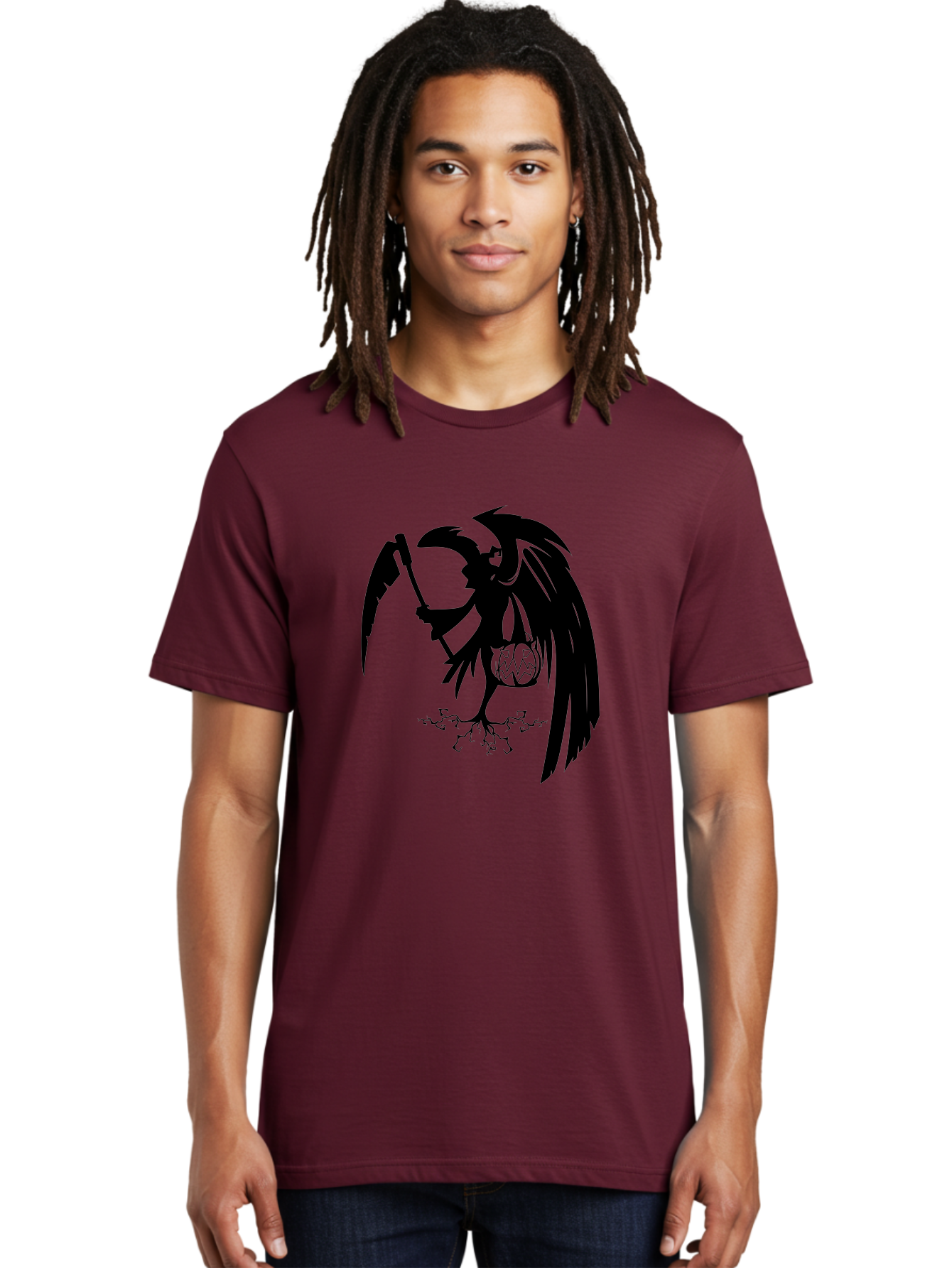 Crow-Grim-Reaper Men'S Graphic Tee, 100% Cotton, Comfortable Casual Summer Wear, Machine Washable, Bird With Scythe, Surreal Imagery, Abstract Art, Dark Symbolism, Mysterious Creature, Winged Figure, Eerie Atmosphere, Fantasy Illustration Aab210 8