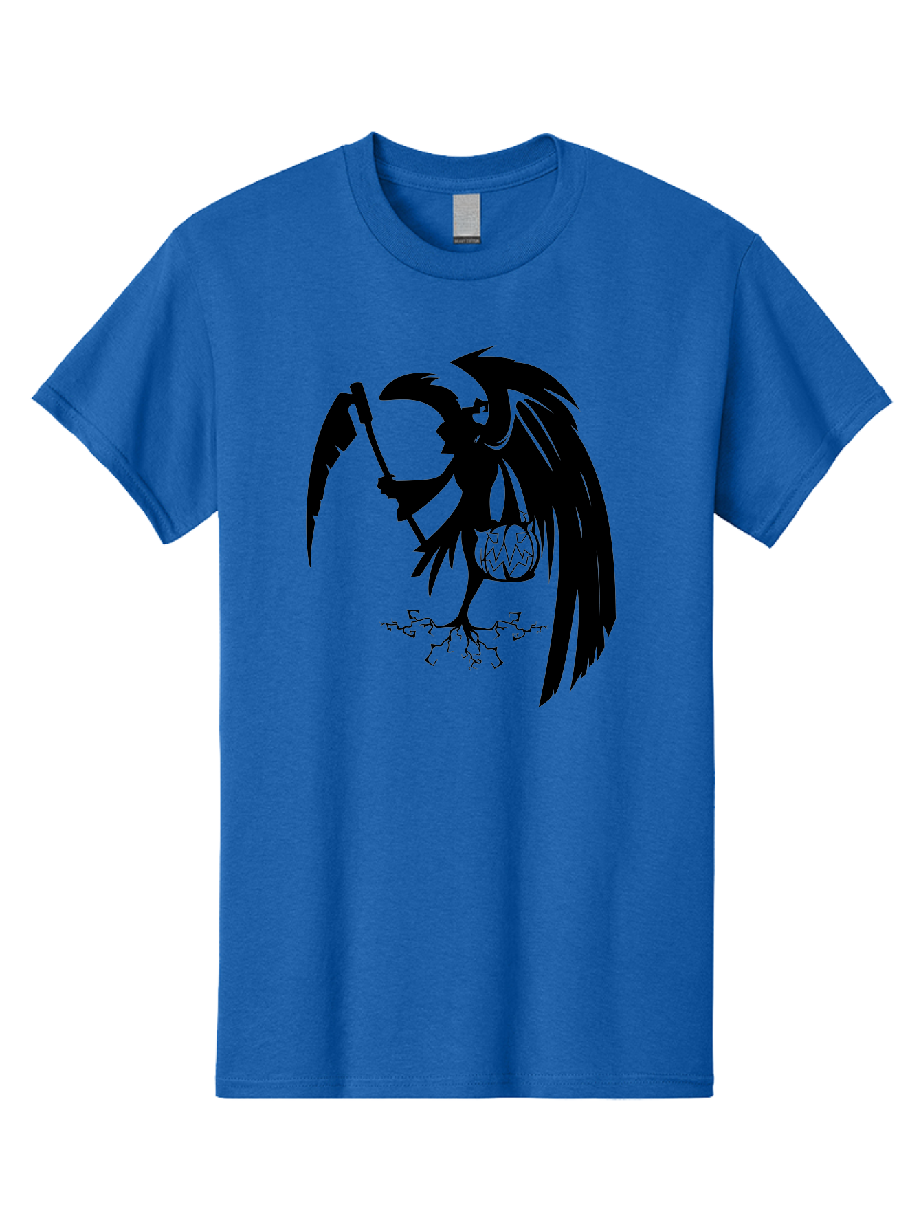 Crow-Grim-Reaper Men'S Graphic Tee, 100% Cotton, Comfortable Casual Summer Wear, Machine Washable, Bird With Scythe, Surreal Imagery, Abstract Art, Dark Symbolism, Mysterious Creature, Winged Figure, Eerie Atmosphere, Fantasy Illustration Aab210 9