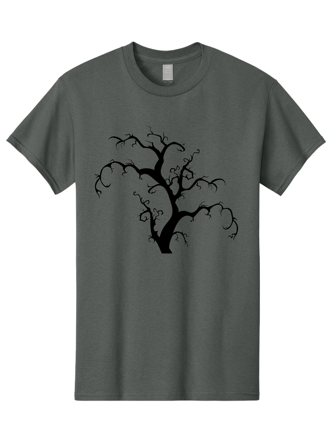 Dead-Tree-Silhouette Men'S Graphic Tee, 100% Cotton, Comfortable Casual Summer Wear, Machine Washable, Dead Tree Silhouette, Barren Branches, Spooky Atmosphere, Gothic Art, Mysterious, Haunting, Twisted, Eerie Aab213 3
