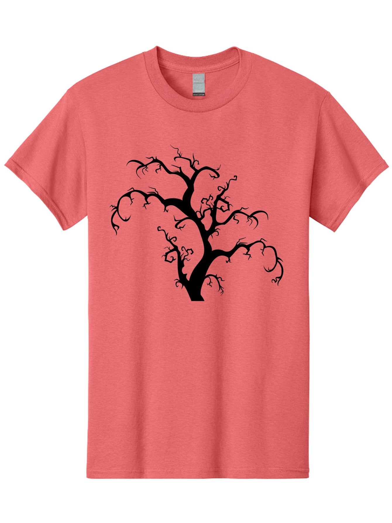 Dead-Tree-Silhouette Men'S Graphic Tee, 100% Cotton, Comfortable Casual Summer Wear, Machine Washable, Dead Tree Silhouette, Barren Branches, Spooky Atmosphere, Gothic Art, Mysterious, Haunting, Twisted, Eerie Aab213 11