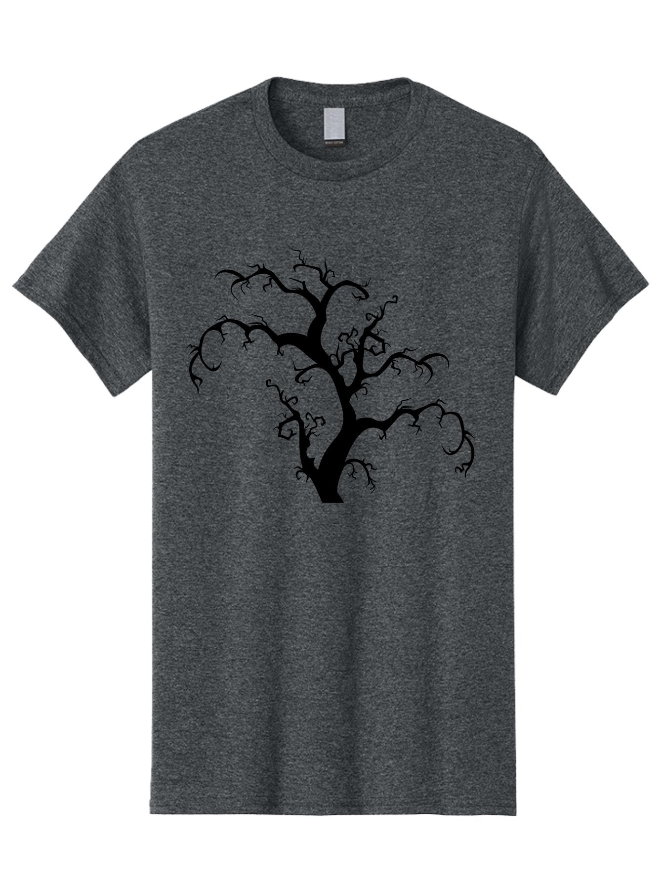 Dead-Tree-Silhouette Men'S Graphic Tee, 100% Cotton, Comfortable Casual Summer Wear, Machine Washable, Dead Tree Silhouette, Barren Branches, Spooky Atmosphere, Gothic Art, Mysterious, Haunting, Twisted, Eerie Aab213
