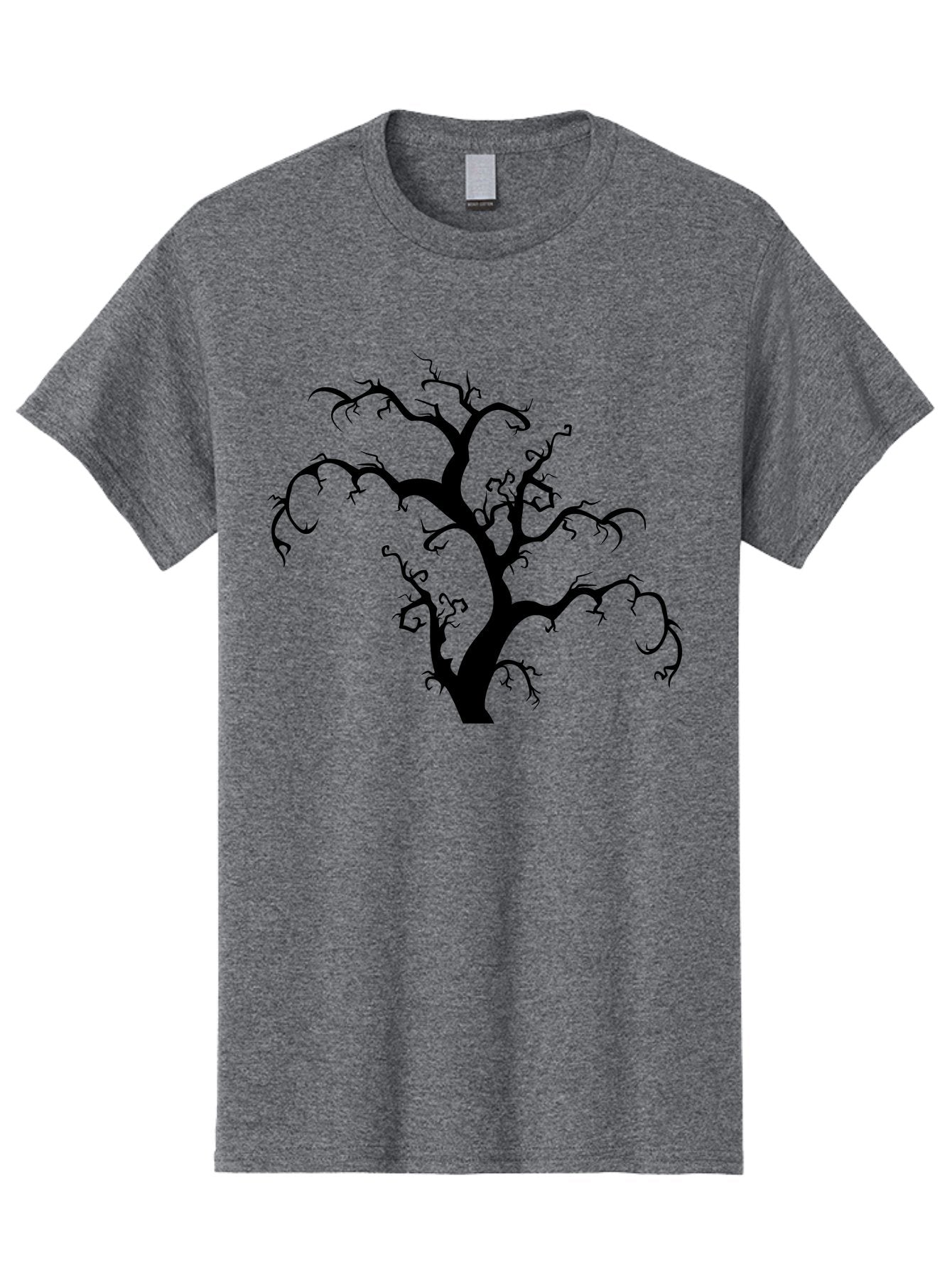 Dead-Tree-Silhouette Men'S Graphic Tee, 100% Cotton, Comfortable Casual Summer Wear, Machine Washable, Dead Tree Silhouette, Barren Branches, Spooky Atmosphere, Gothic Art, Mysterious, Haunting, Twisted, Eerie Aab213 6