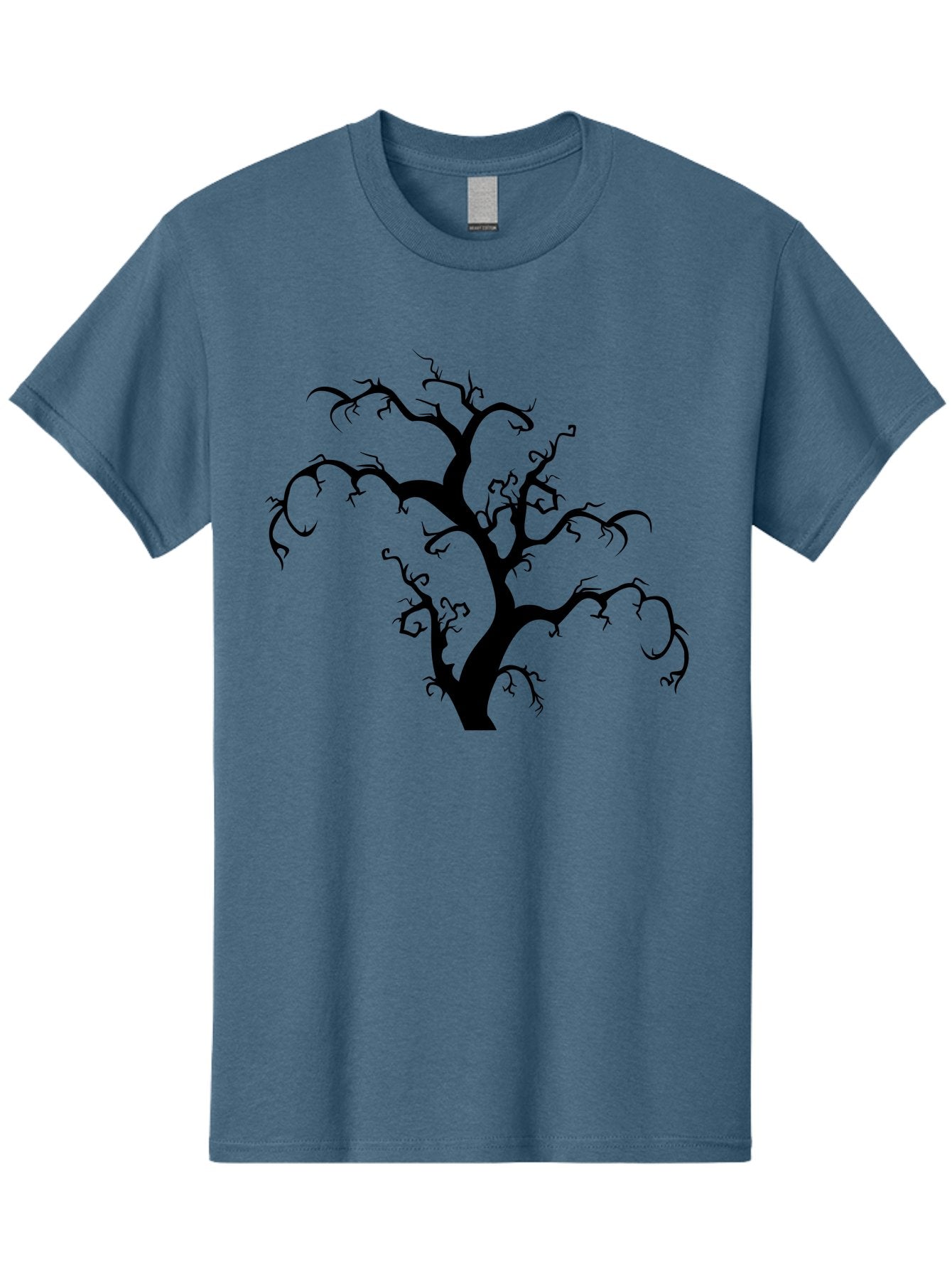 Dead-Tree-Silhouette Men'S Graphic Tee, 100% Cotton, Comfortable Casual Summer Wear, Machine Washable, Dead Tree Silhouette, Barren Branches, Spooky Atmosphere, Gothic Art, Mysterious, Haunting, Twisted, Eerie Aab213 14