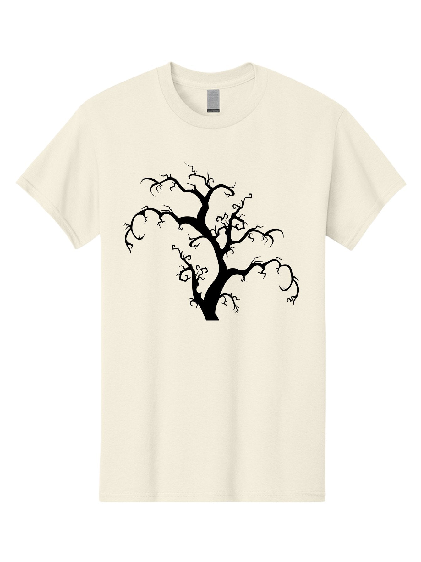 Dead-Tree-Silhouette Men'S Graphic Tee, 100% Cotton, Comfortable Casual Summer Wear, Machine Washable, Dead Tree Silhouette, Barren Branches, Spooky Atmosphere, Gothic Art, Mysterious, Haunting, Twisted, Eerie Aab213 5